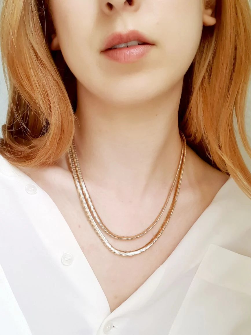 Double Herringbone Chain Necklace - Image 6