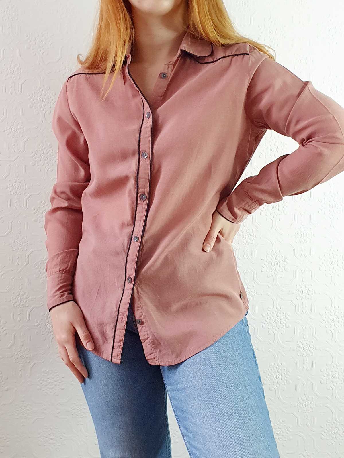 Dusty Pink Round Collar Cotton Blouse - XS/S - Image 2