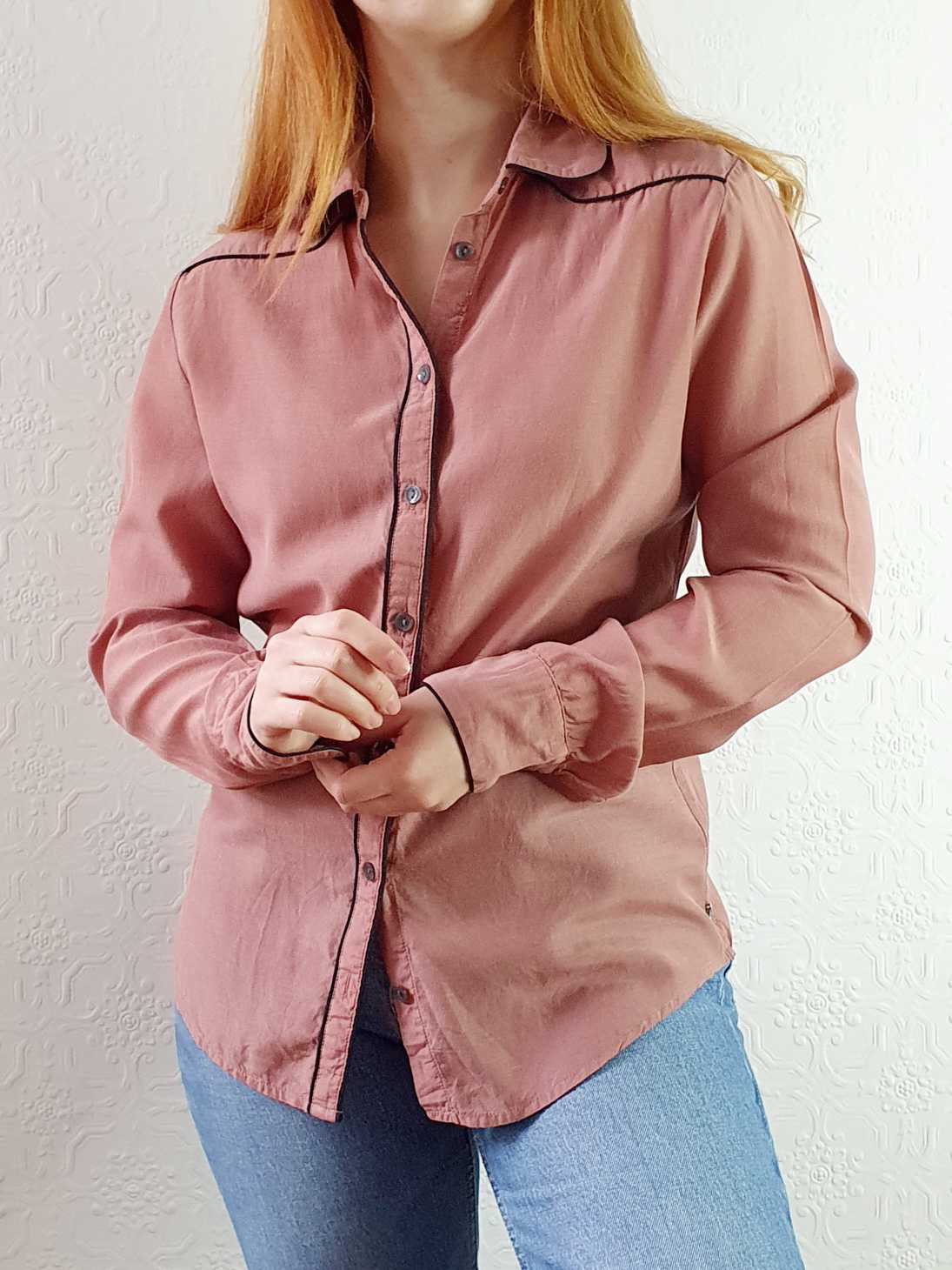 Dusty Pink Round Collar Cotton Blouse - XS/S - Image 3