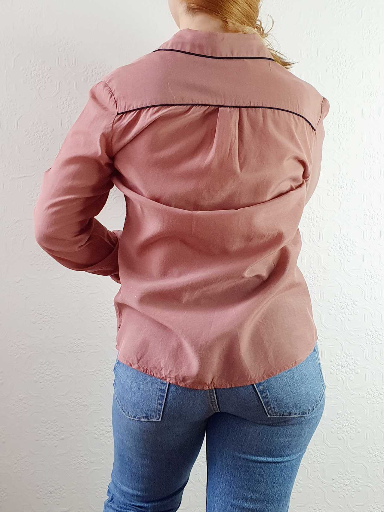 Dusty Pink Round Collar Cotton Blouse - XS/S - Image 6