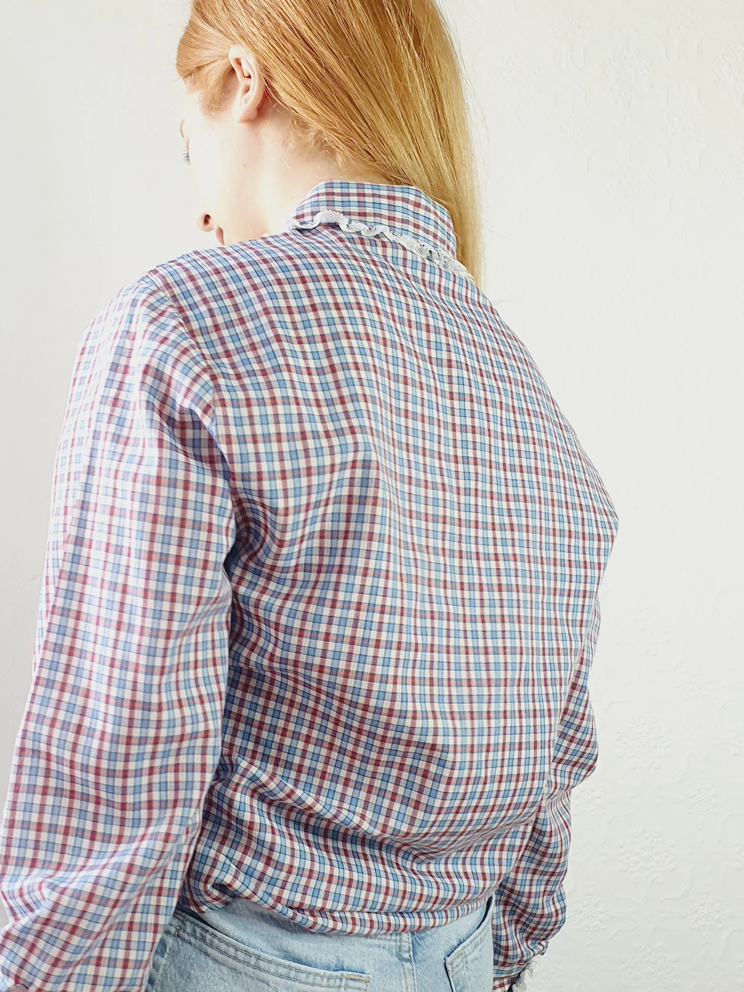 Gingham Blouse with Peter Pan Collar - XL - Image 2