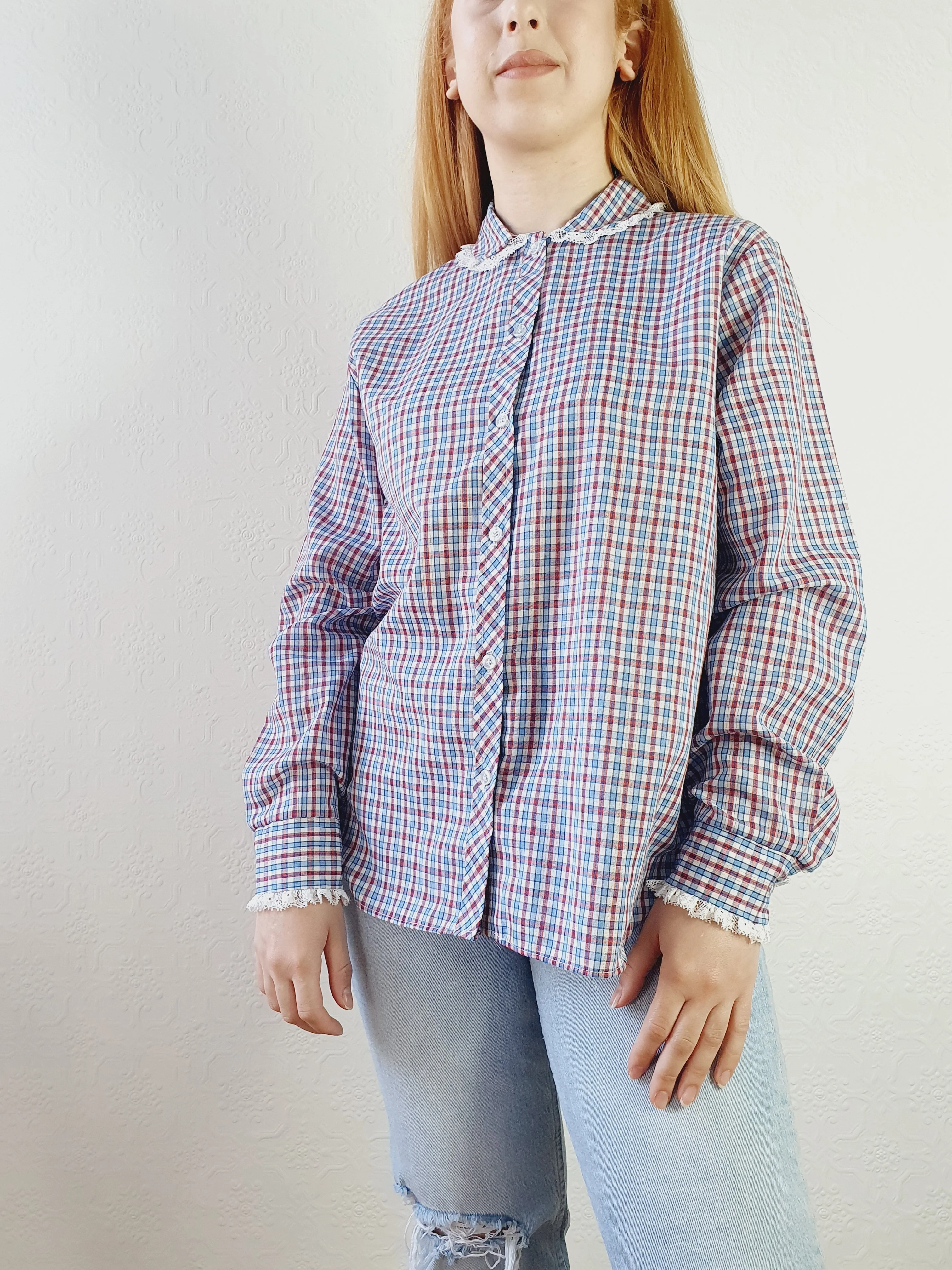 Gingham Blouse with Peter Pan Collar - XL - Image 3