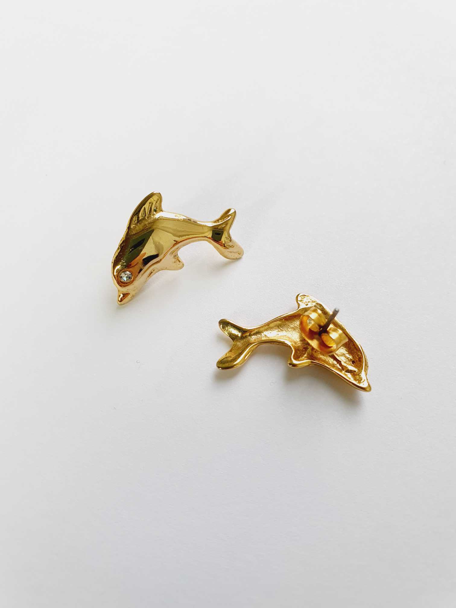 Gold Plated Dolphin Stud Earrings - Image 5