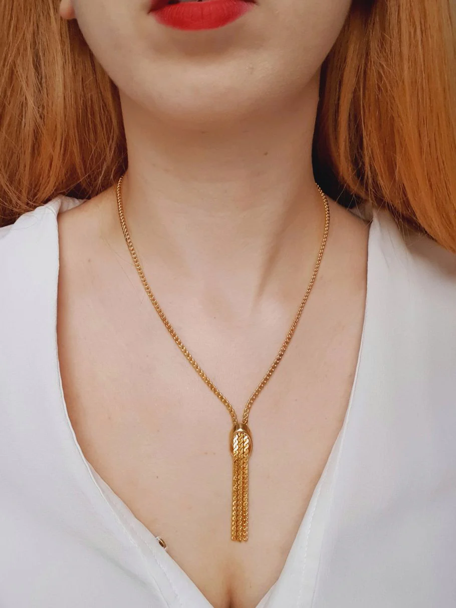 Gold Plated Tassel Necklace - Image 2