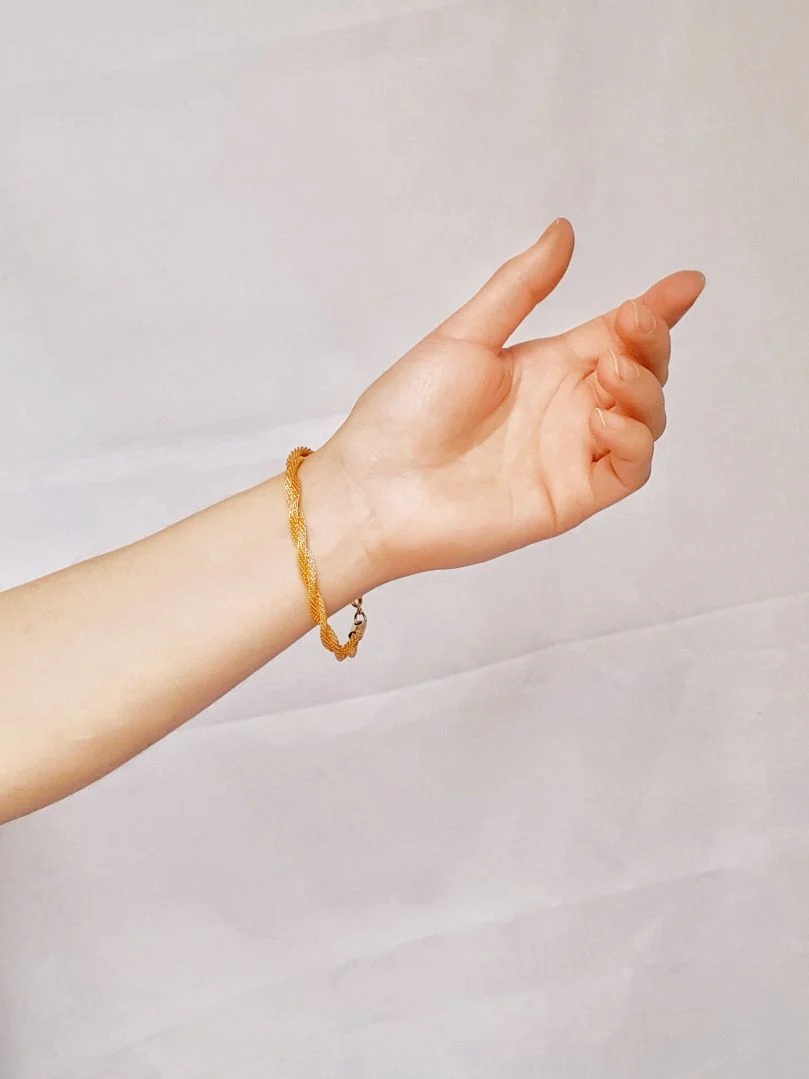 Gold Plated Twist Mesh Chain Bracelet - Image 2