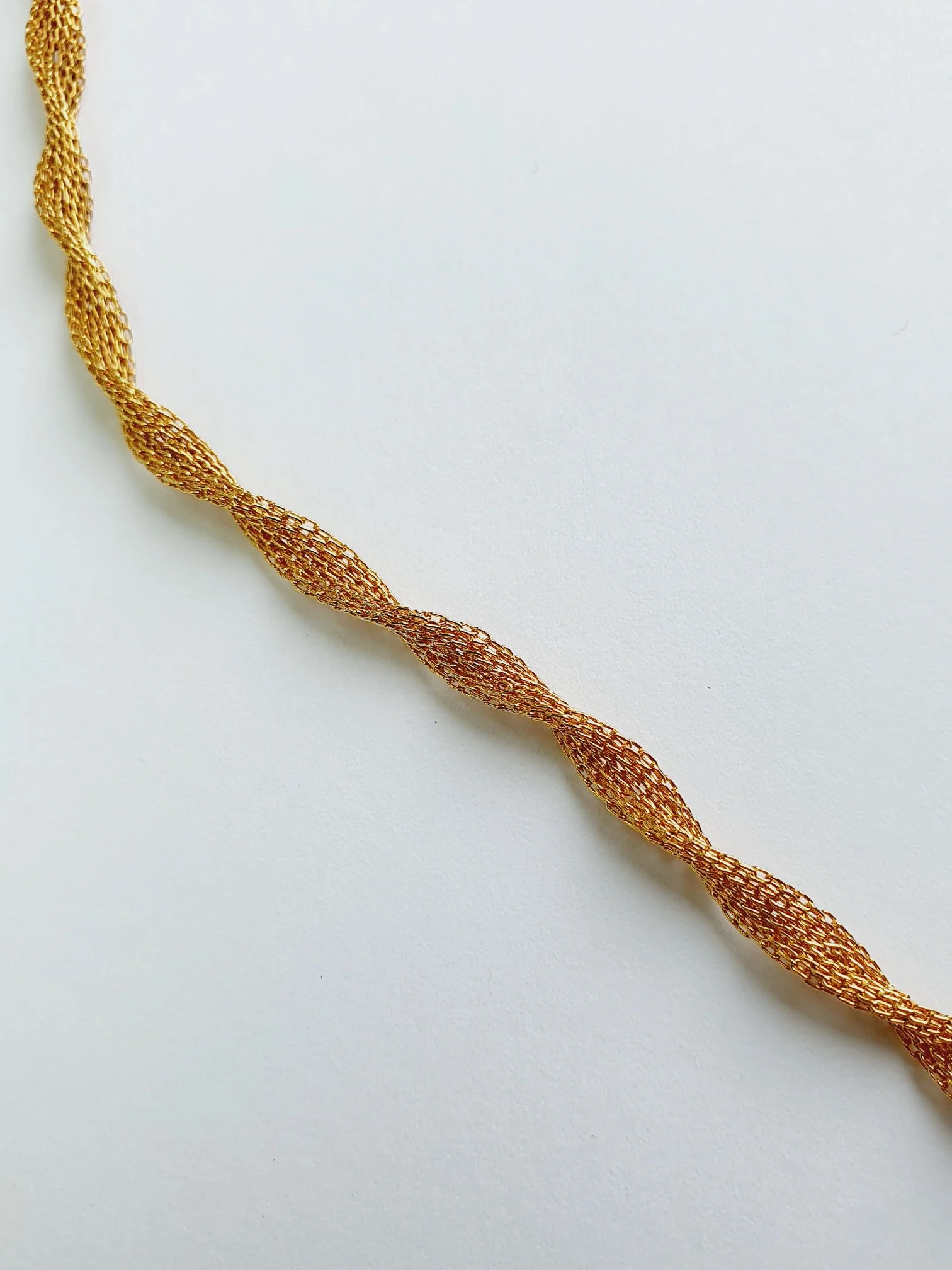 Gold Plated Twist Mesh Chain Necklace - Image 3