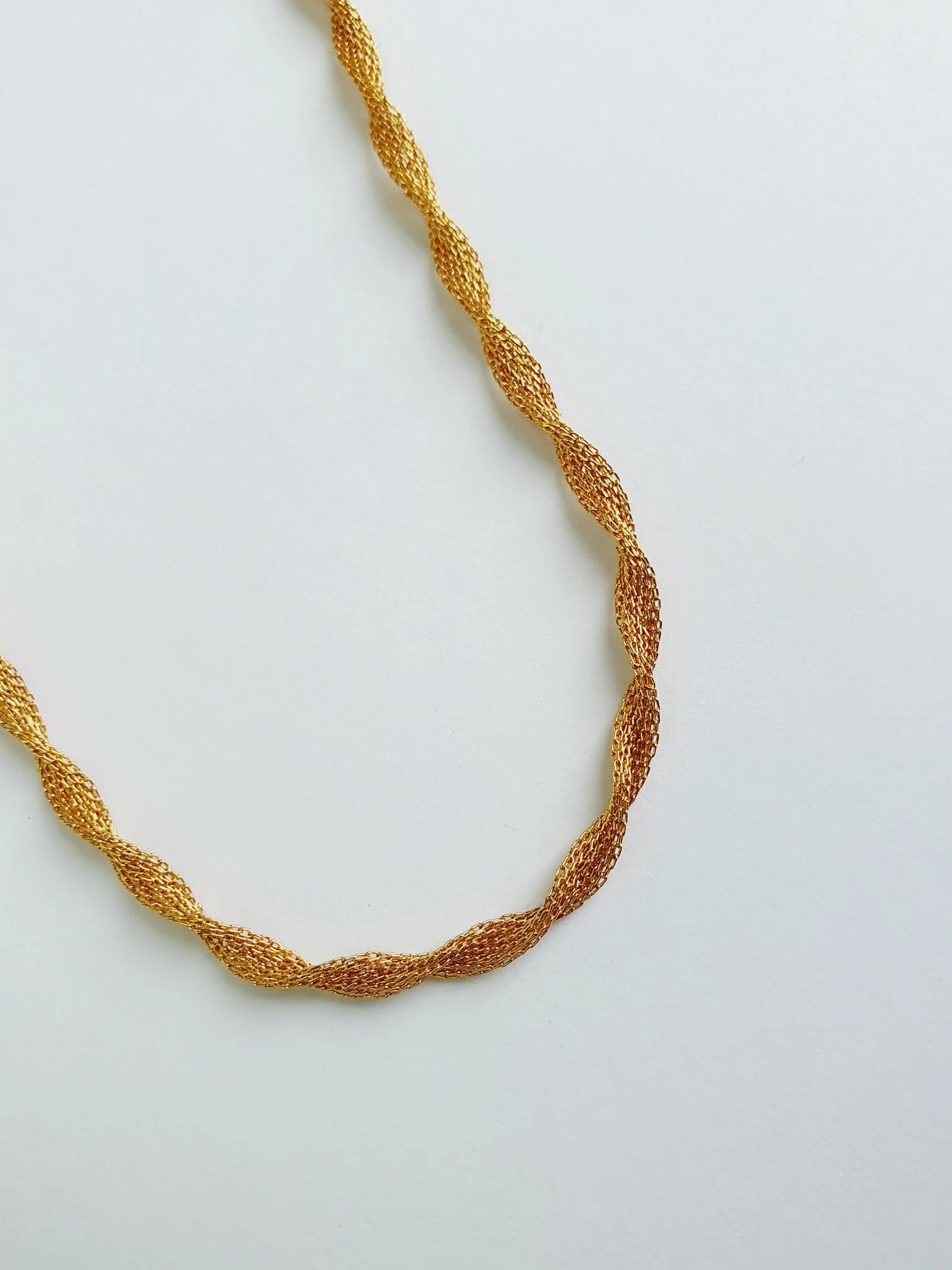 Gold Plated Twist Mesh Chain Necklace - Image 4
