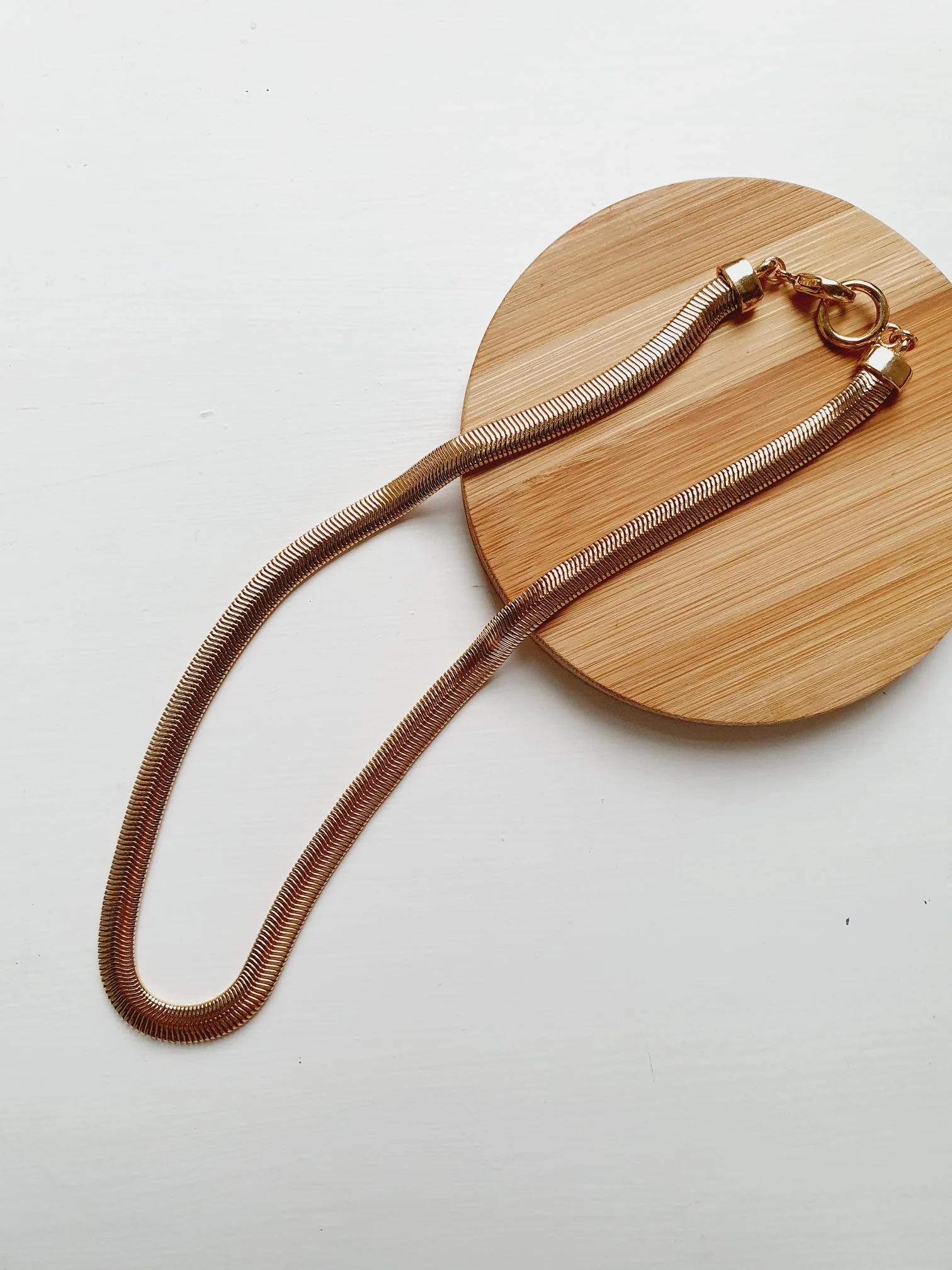 Gold Toned Herringbone Chain Necklace - Image 2