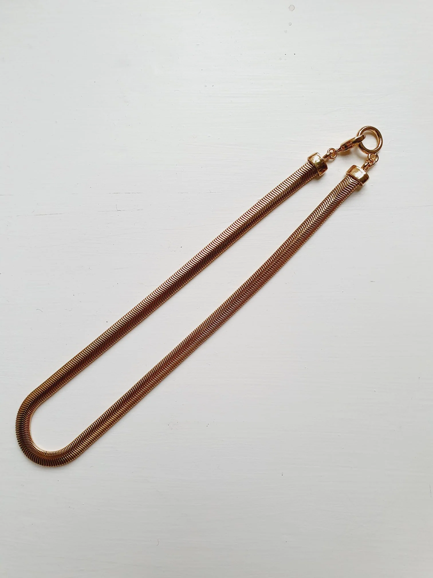Gold Toned Herringbone Chain Necklace - Image 3