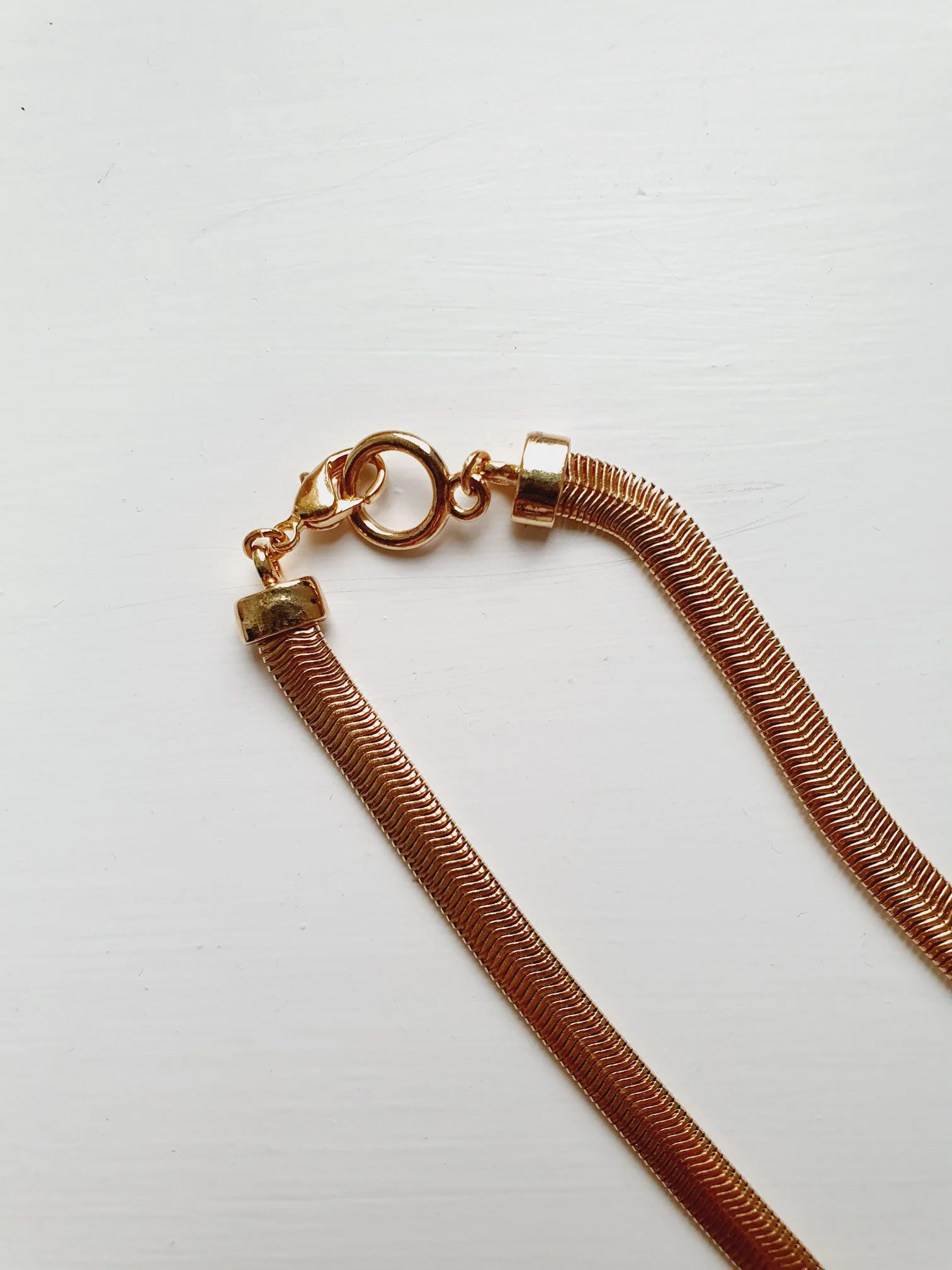 Gold Toned Herringbone Chain Necklace - Image 4
