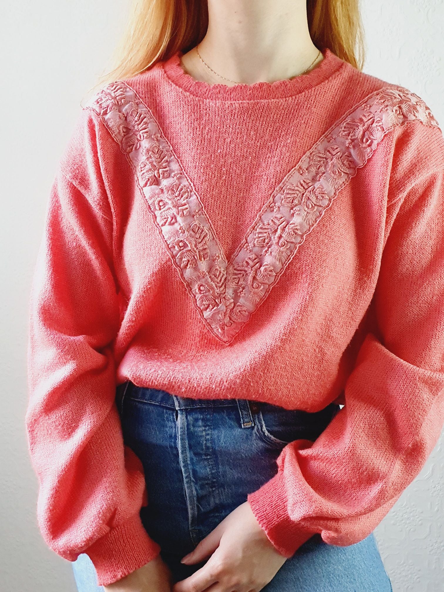Hot Pink Vintage Jumper - L/XL - Image 2