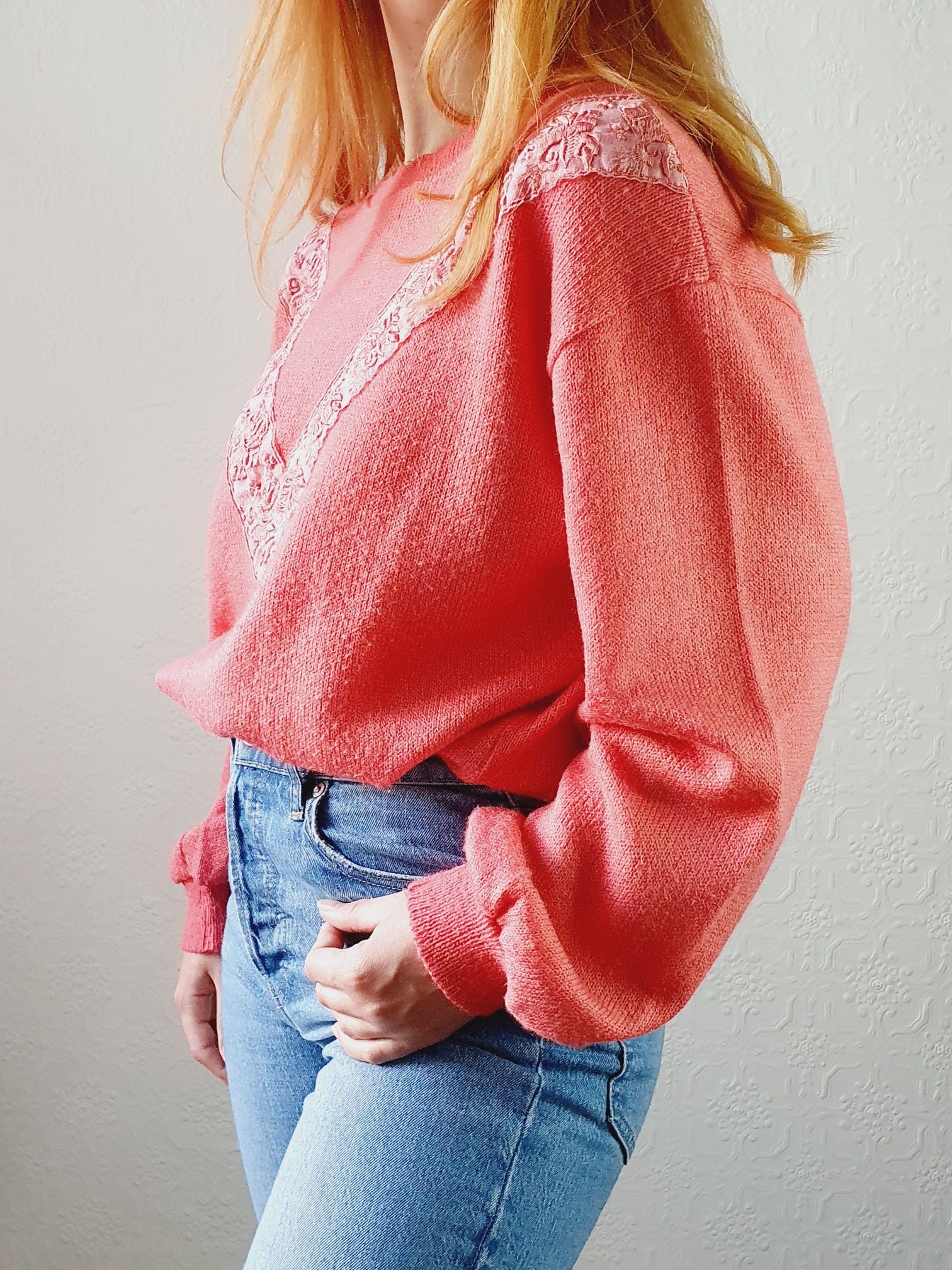 Hot Pink Vintage Jumper - L/XL - Image 3
