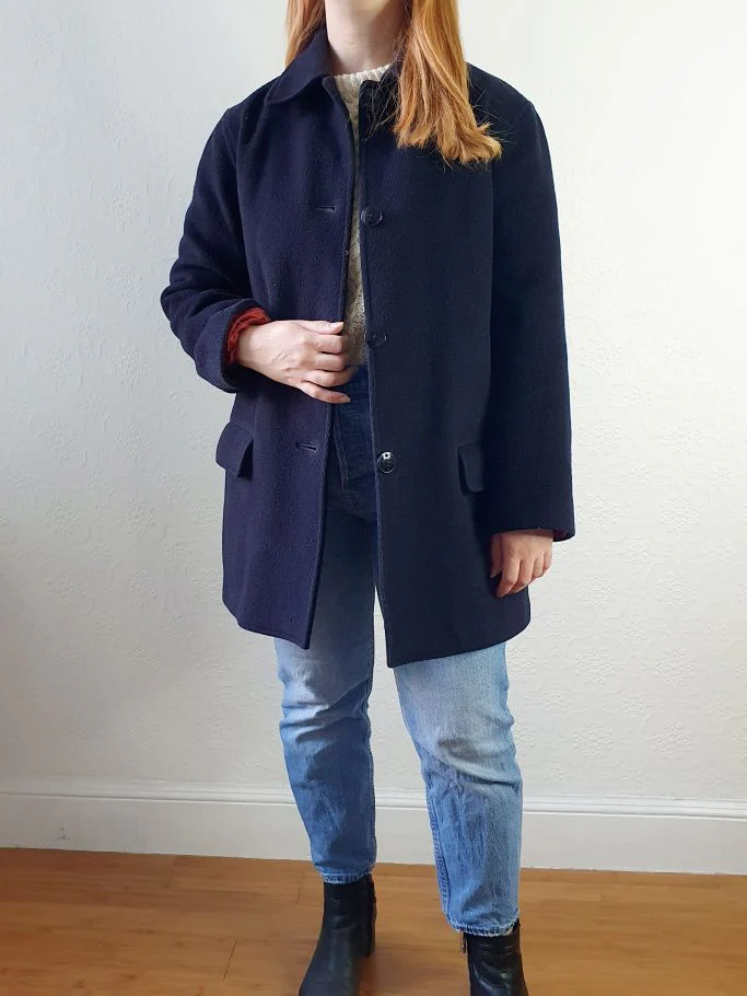 J. Crew Navy Wool & Cashmere Blend Coat - S