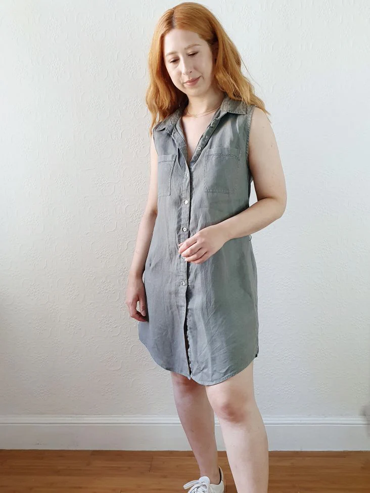 Khaki Pure Linen Shirt Dress - S - Image 4