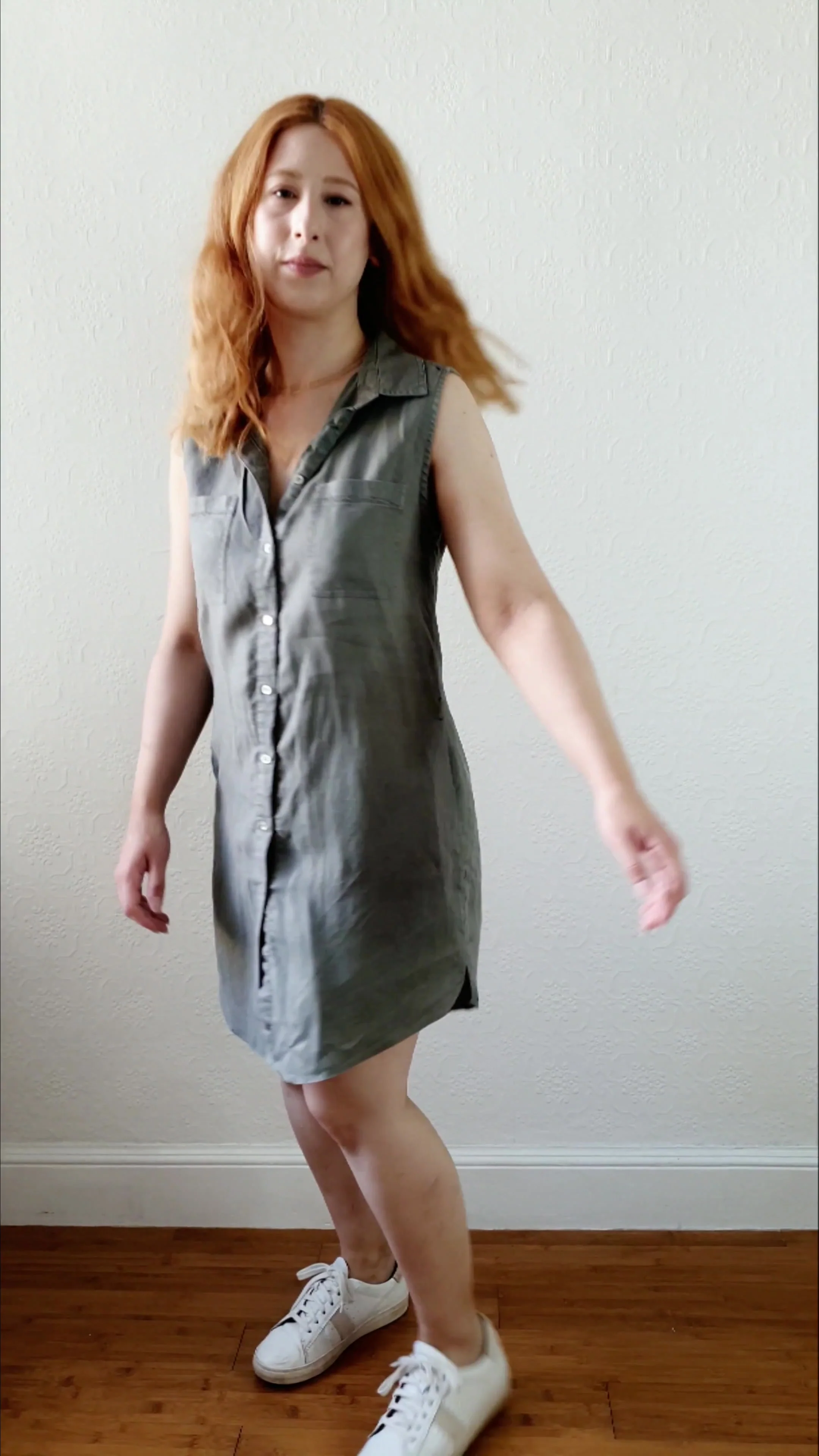 Khaki Pure Linen Shirt Dress - S - Image 7