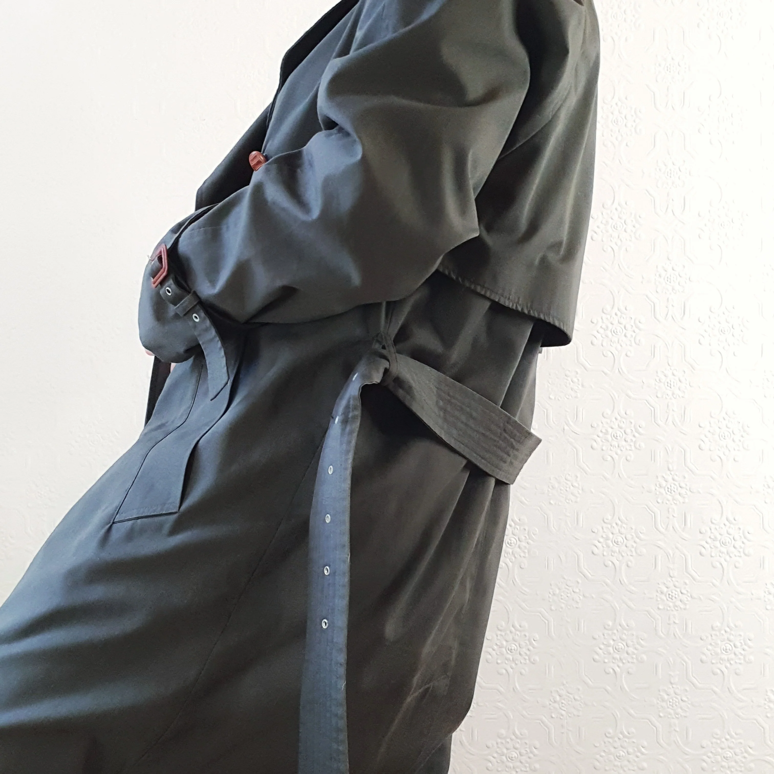 Khaki Trench Coat with Scarf - XL - Image 2