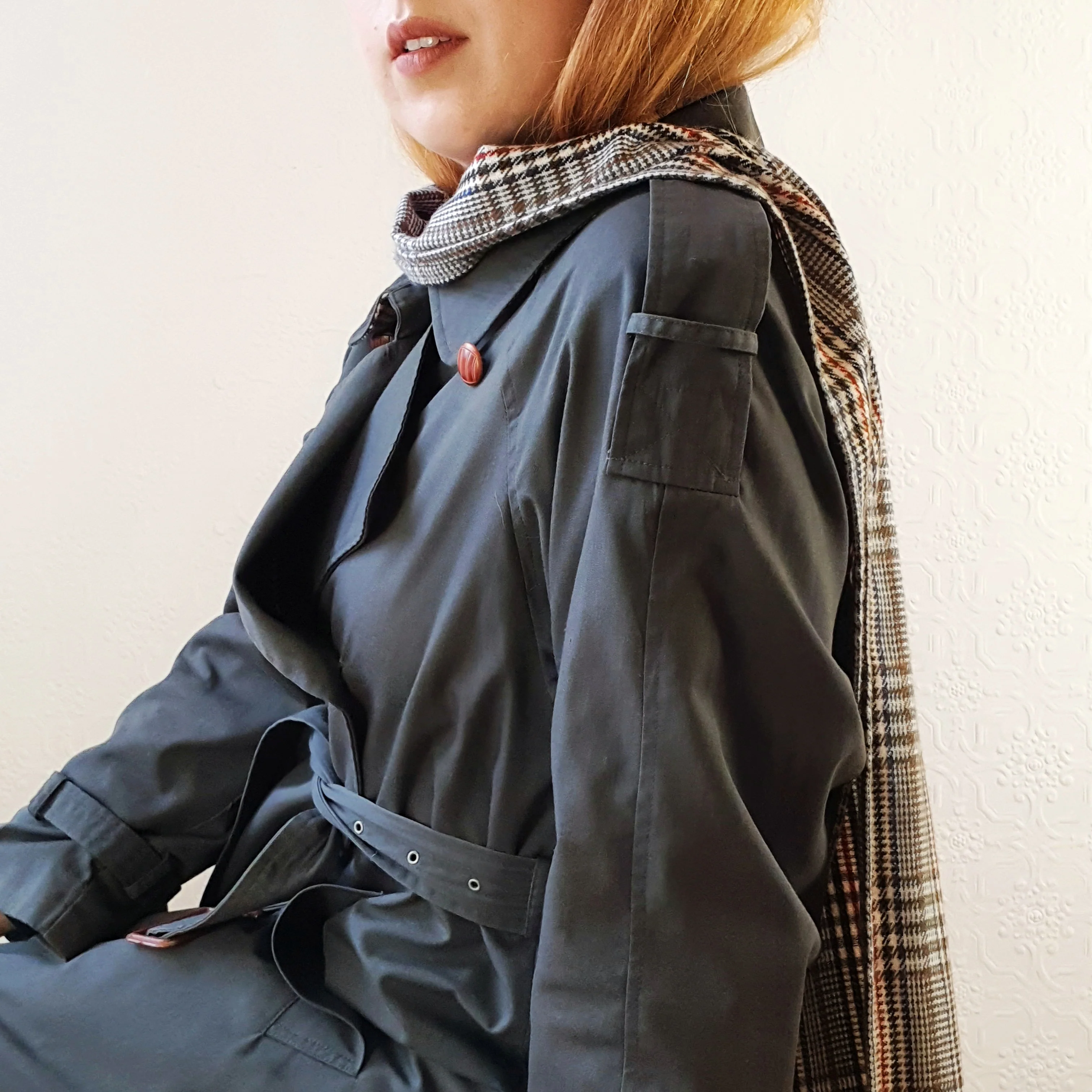 Khaki Trench Coat with Scarf - XL - Image 3