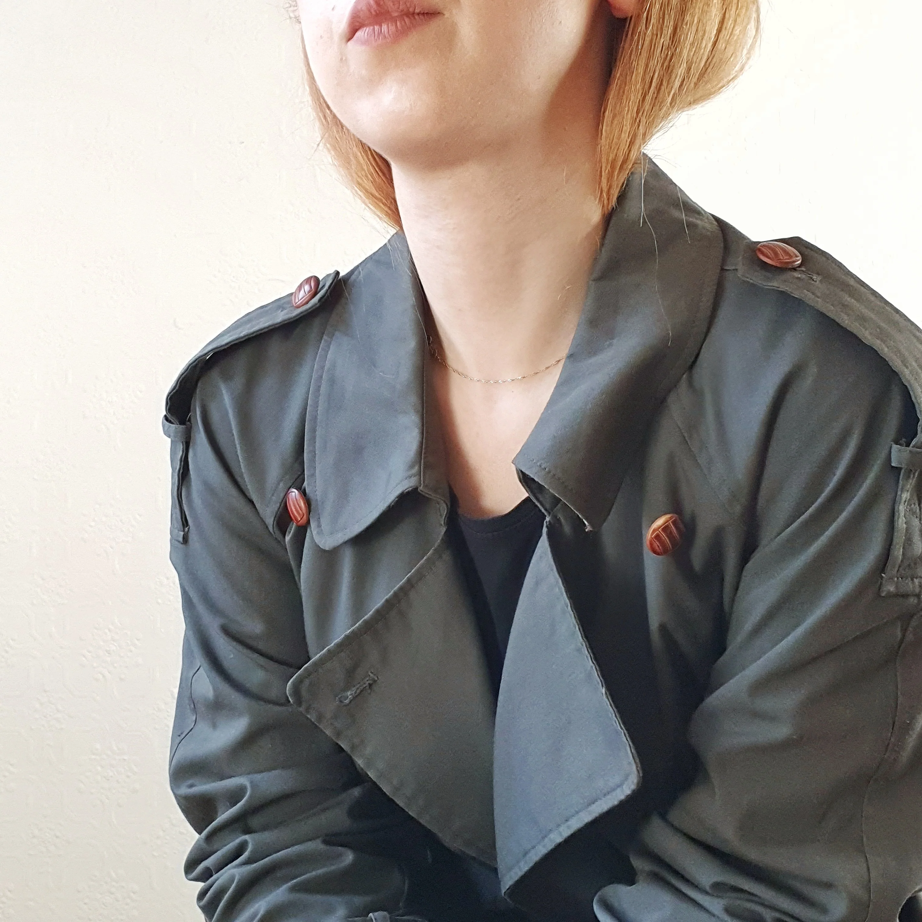 Khaki Trench Coat with Scarf - XL - Image 4