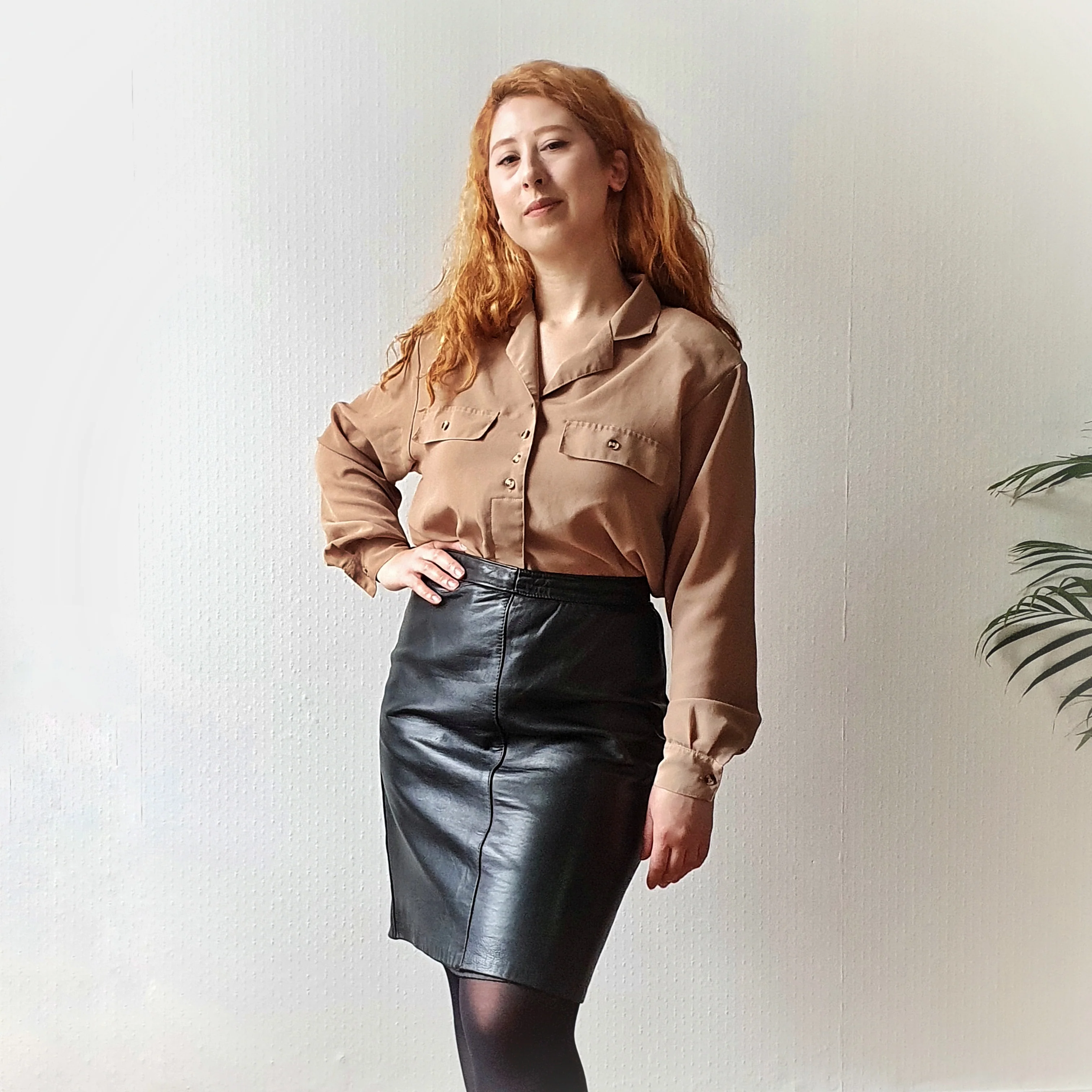 Leather Pencil Skirt - L - Image 2