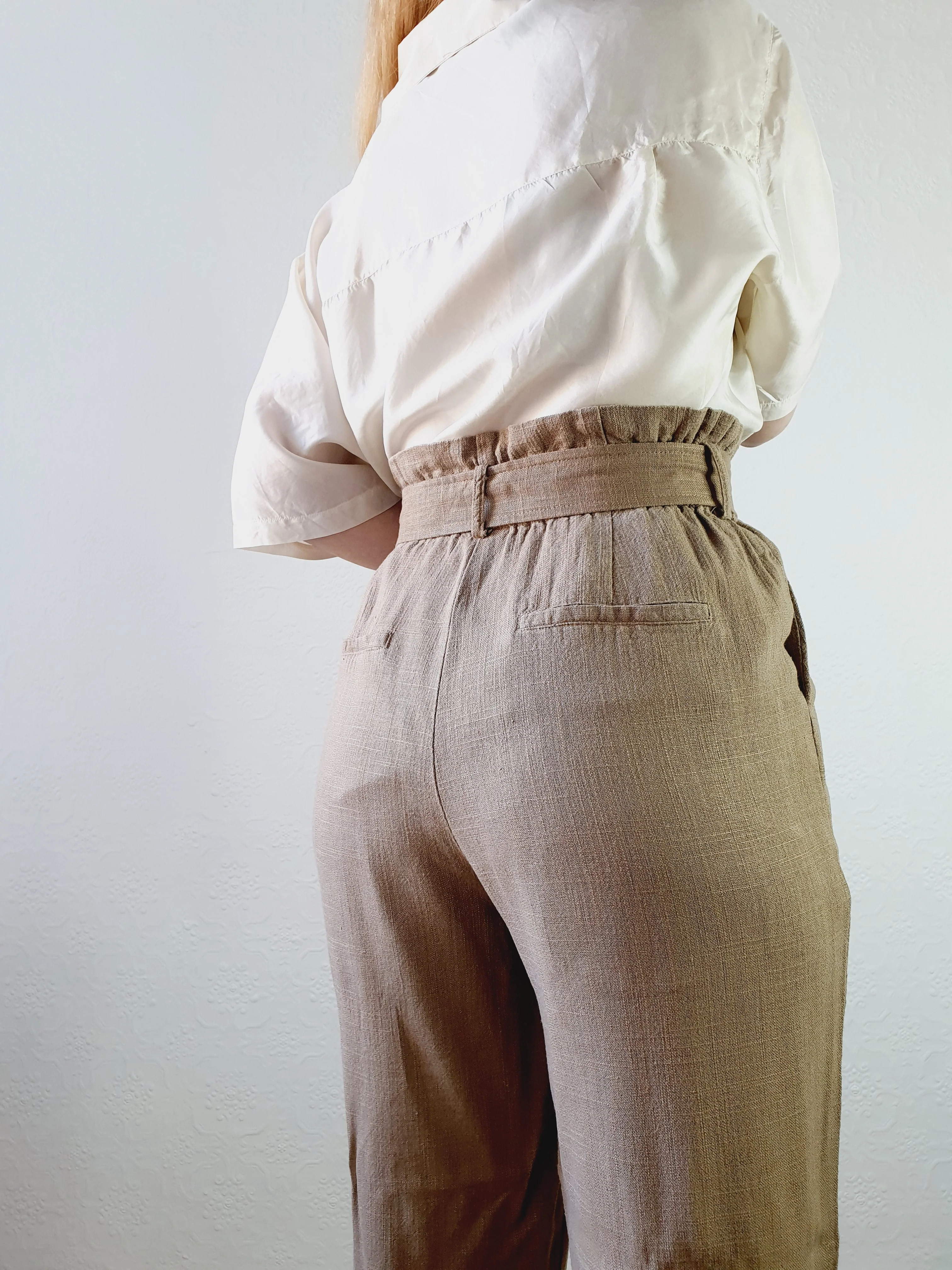 Light Brown Linen Blend Trousers - L/XL - Image 5