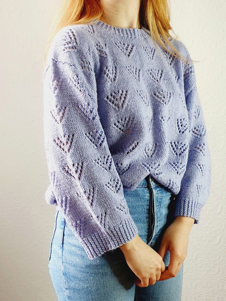Lilac Handknitted Vintage Jumper - M/L