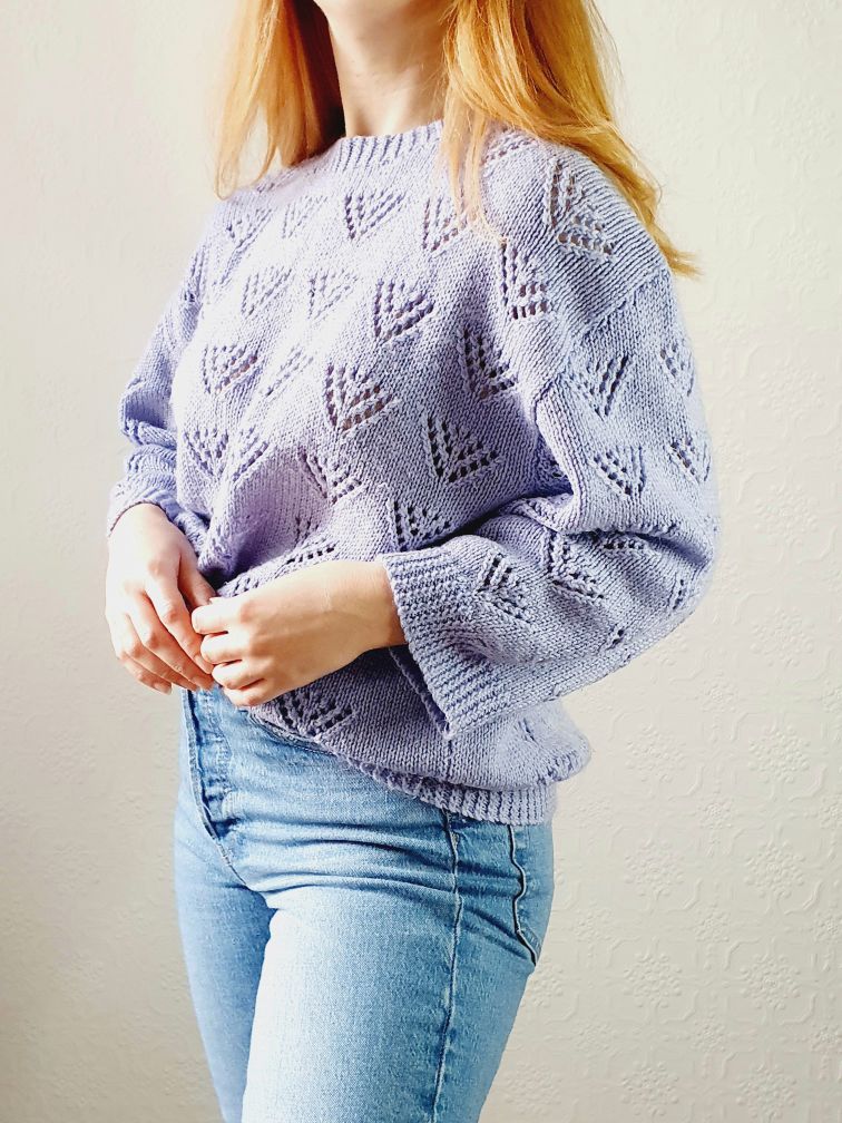 Lilac Handknitted Vintage Jumper - M/L - Image 3