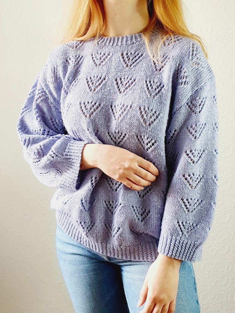 Lilac Handknitted Vintage Jumper - M/L - Image 7