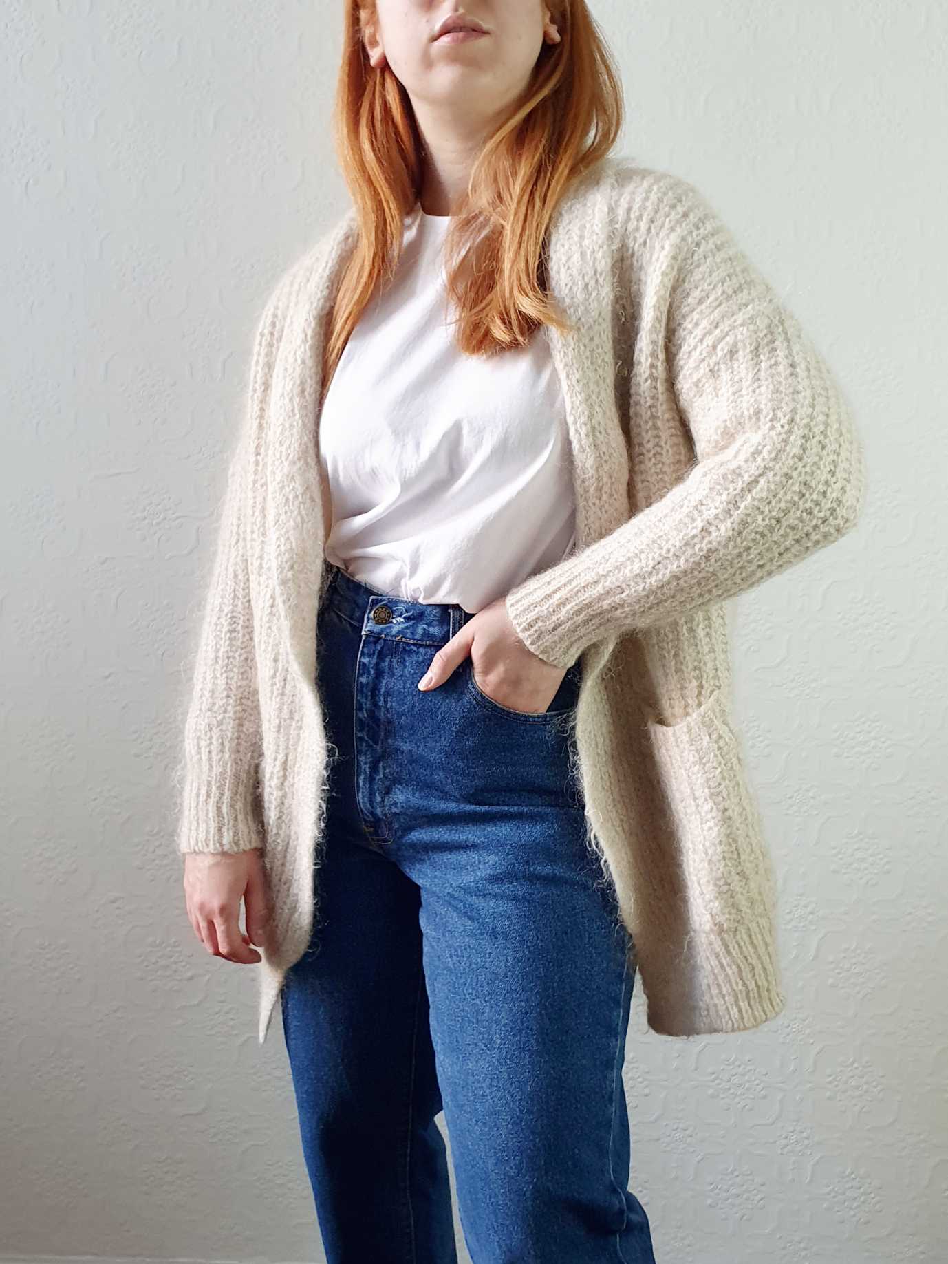 Maje Cream Mohair Cardigan - S