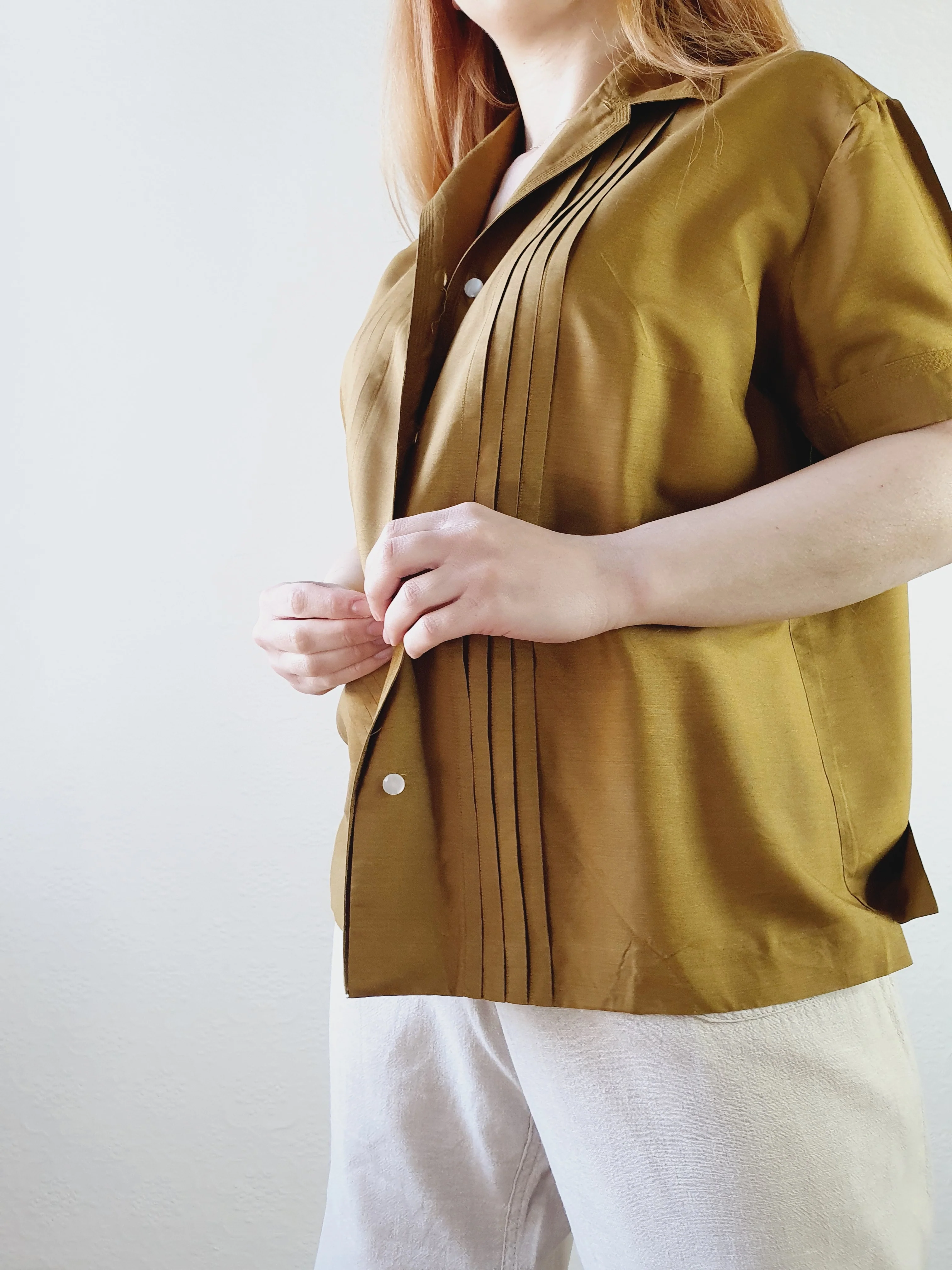 Mustard Silk Blouse - XL - Image 2