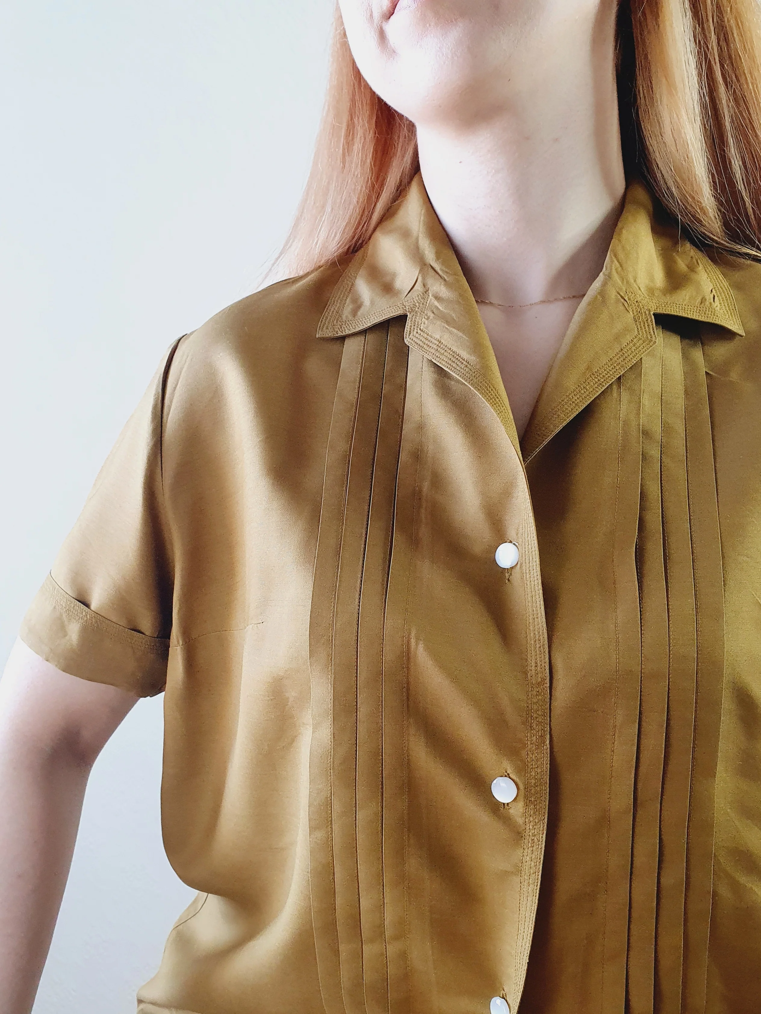 Mustard Silk Blouse - XL - Image 3