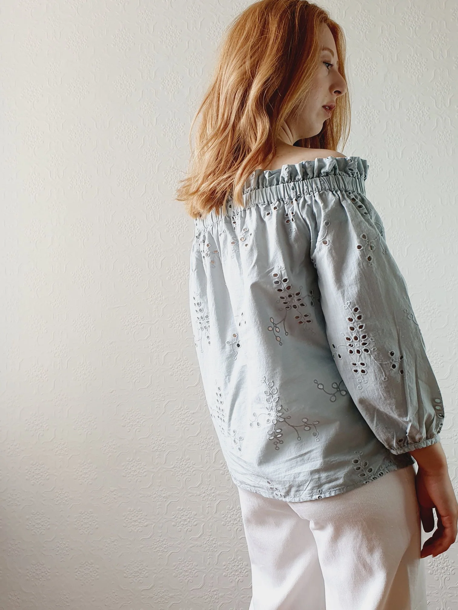Off The Shoulder Broderie Anglaise Blouse - S/M - Image 6