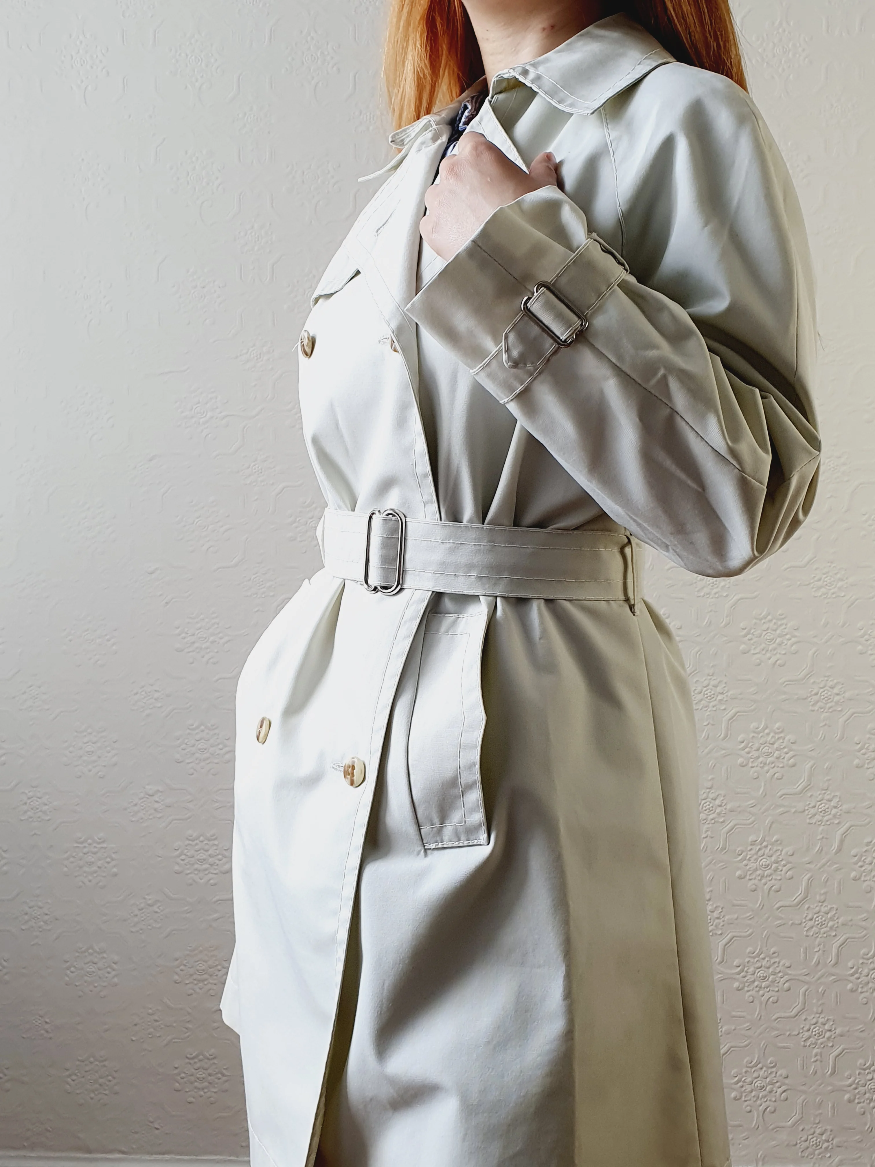 Off White Vintage Trench Coat - L/XL - Image 2
