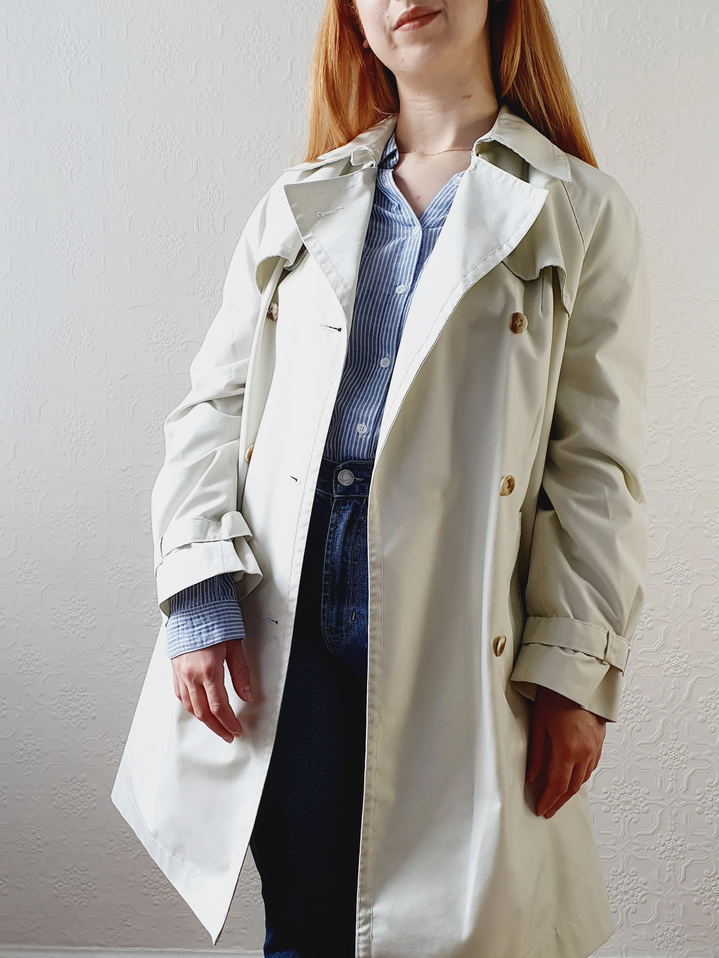 Off White Vintage Trench Coat - L/XL - Image 3