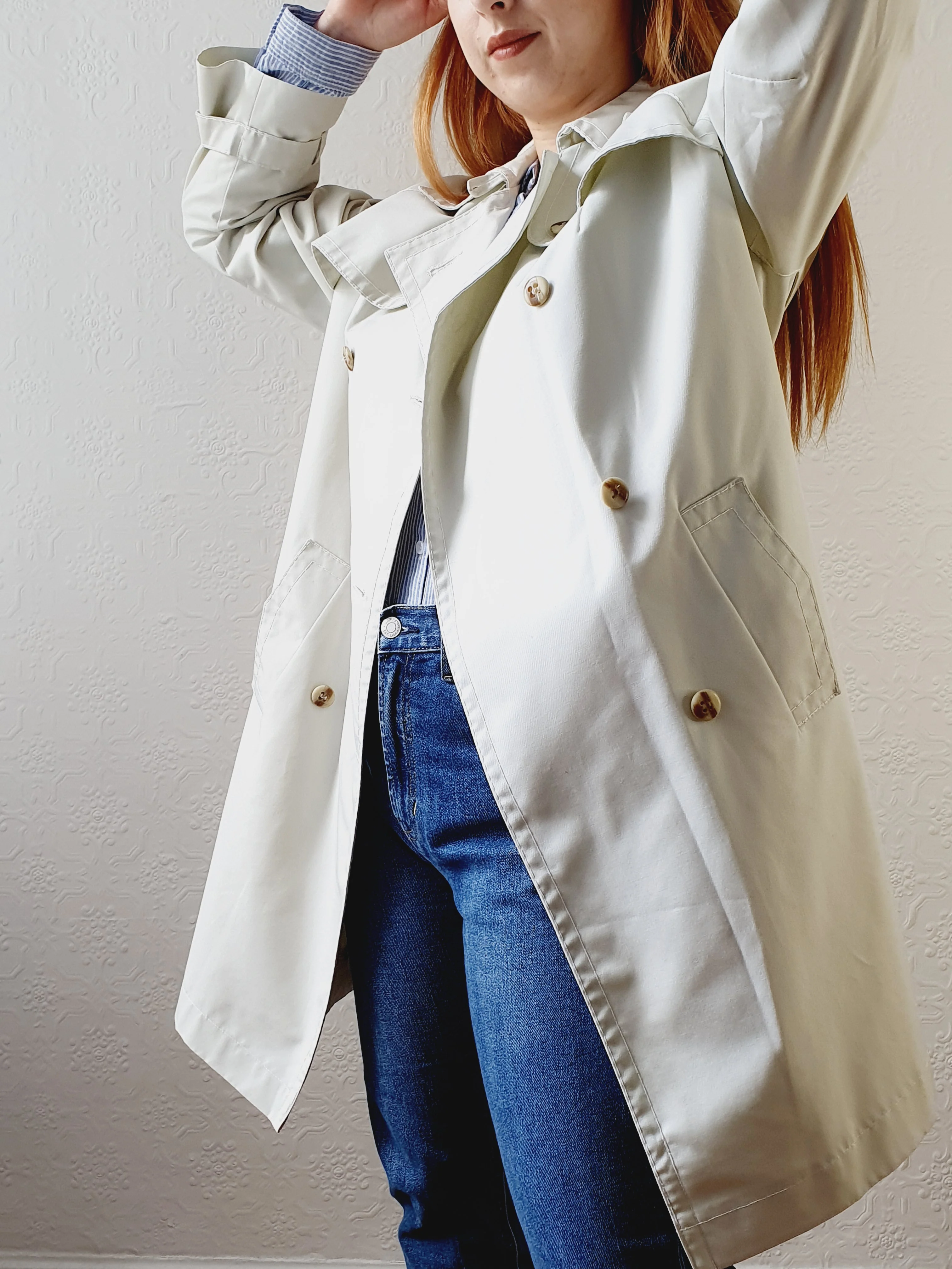 Off White Vintage Trench Coat - L/XL - Image 4