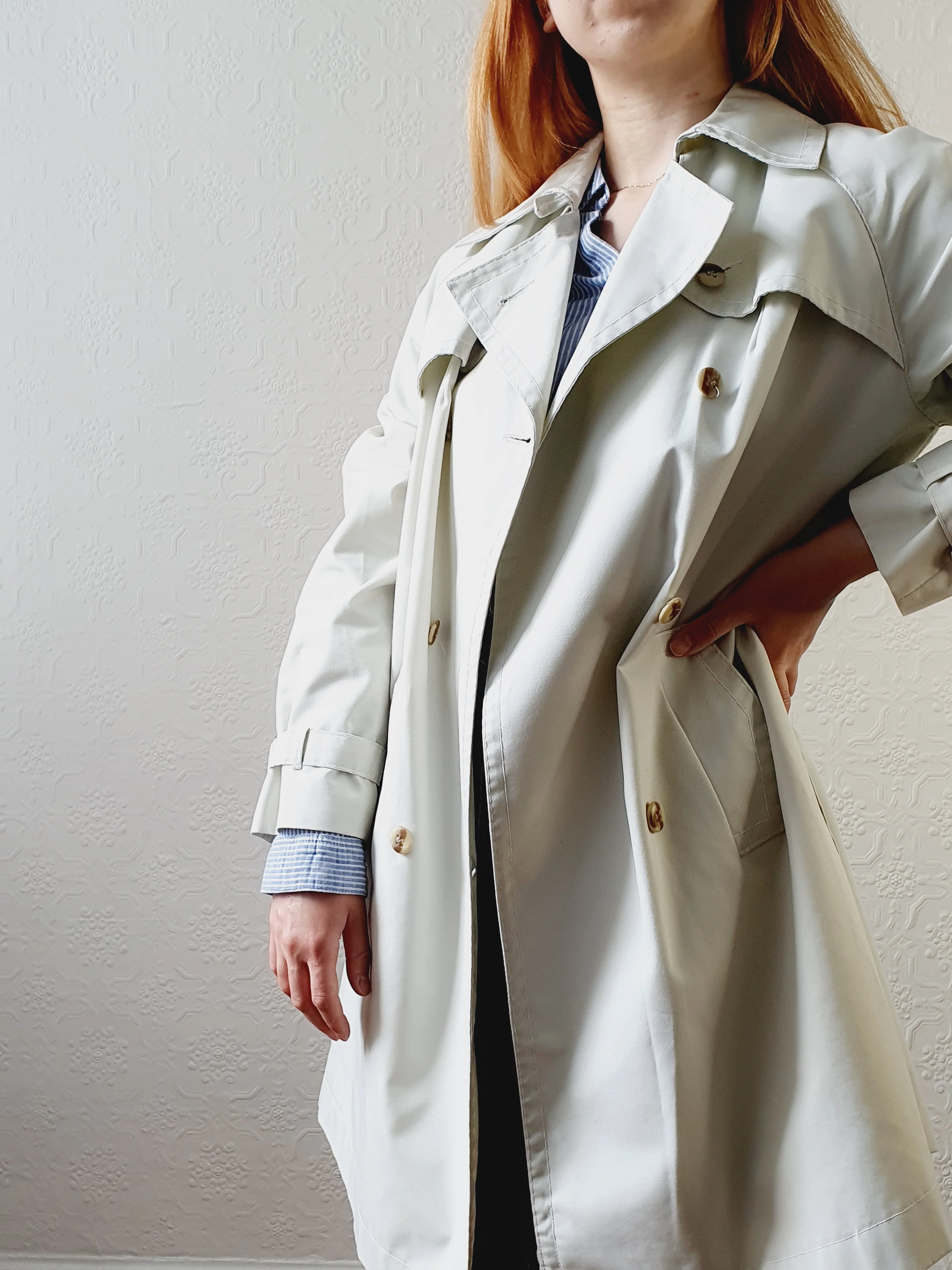 Off White Vintage Trench Coat - L/XL - Image 5