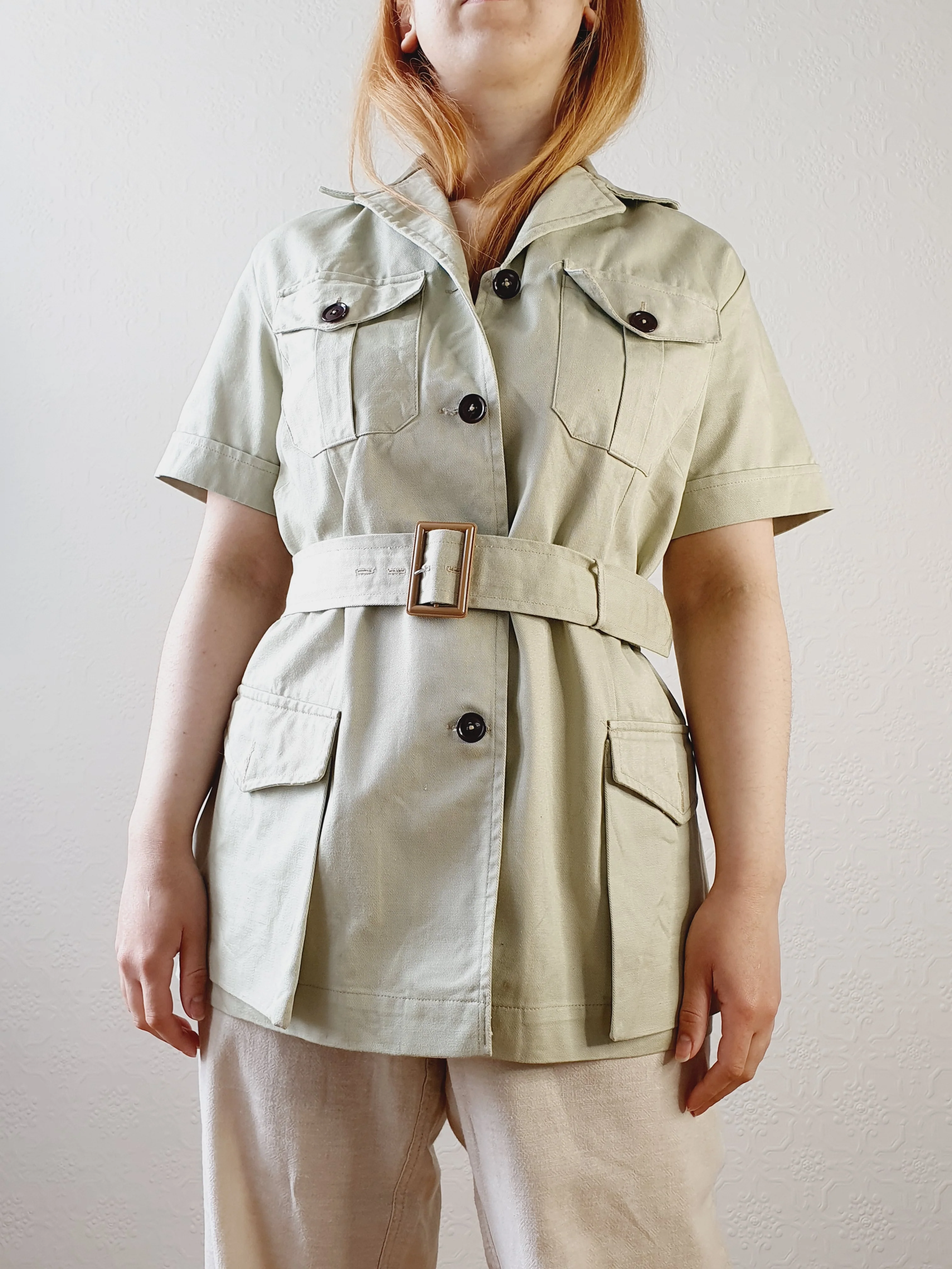 Original Vintage Sage Safari Jacket - M - Image 7