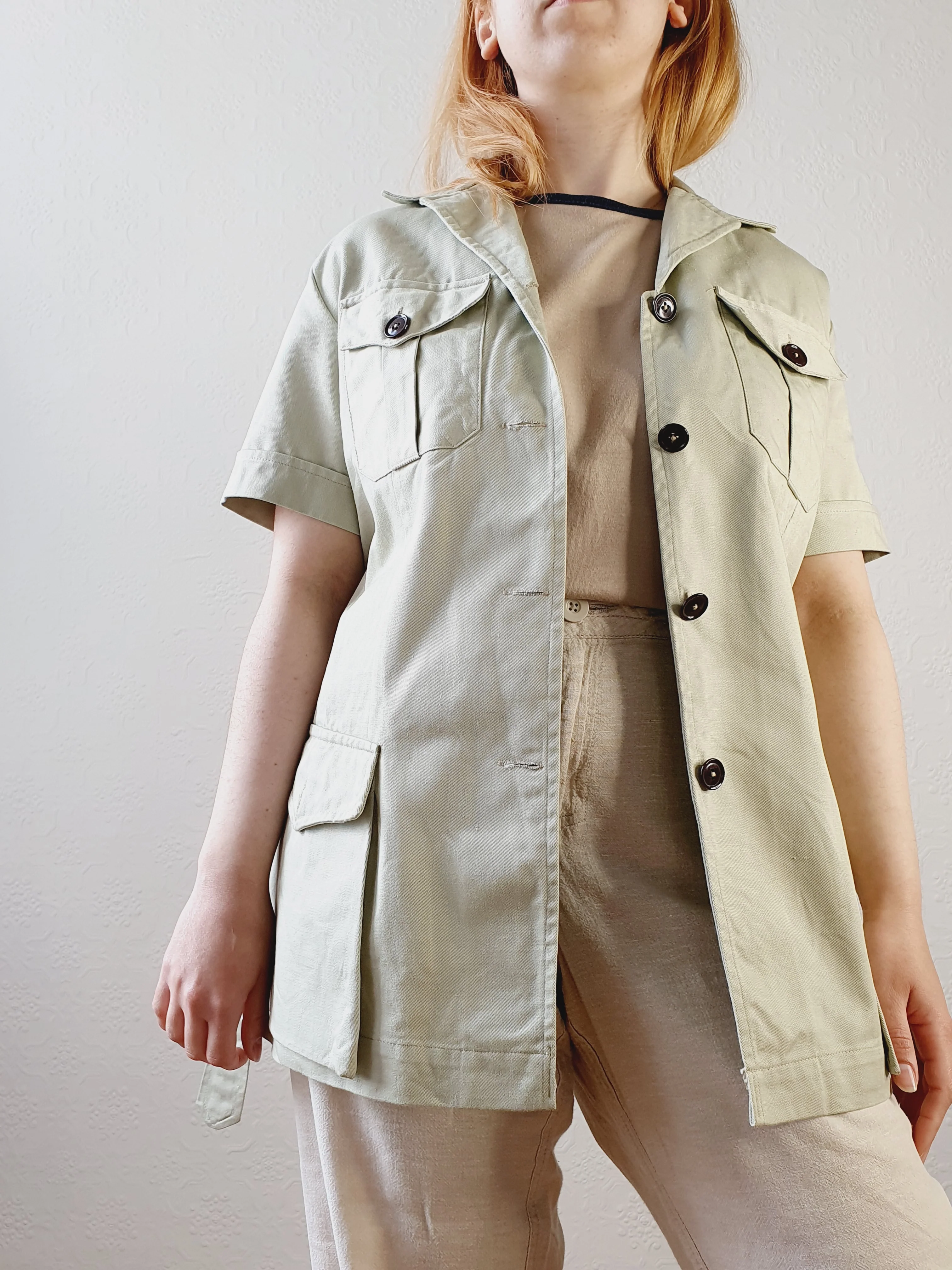 Original Vintage Sage Safari Jacket - M - Image 8