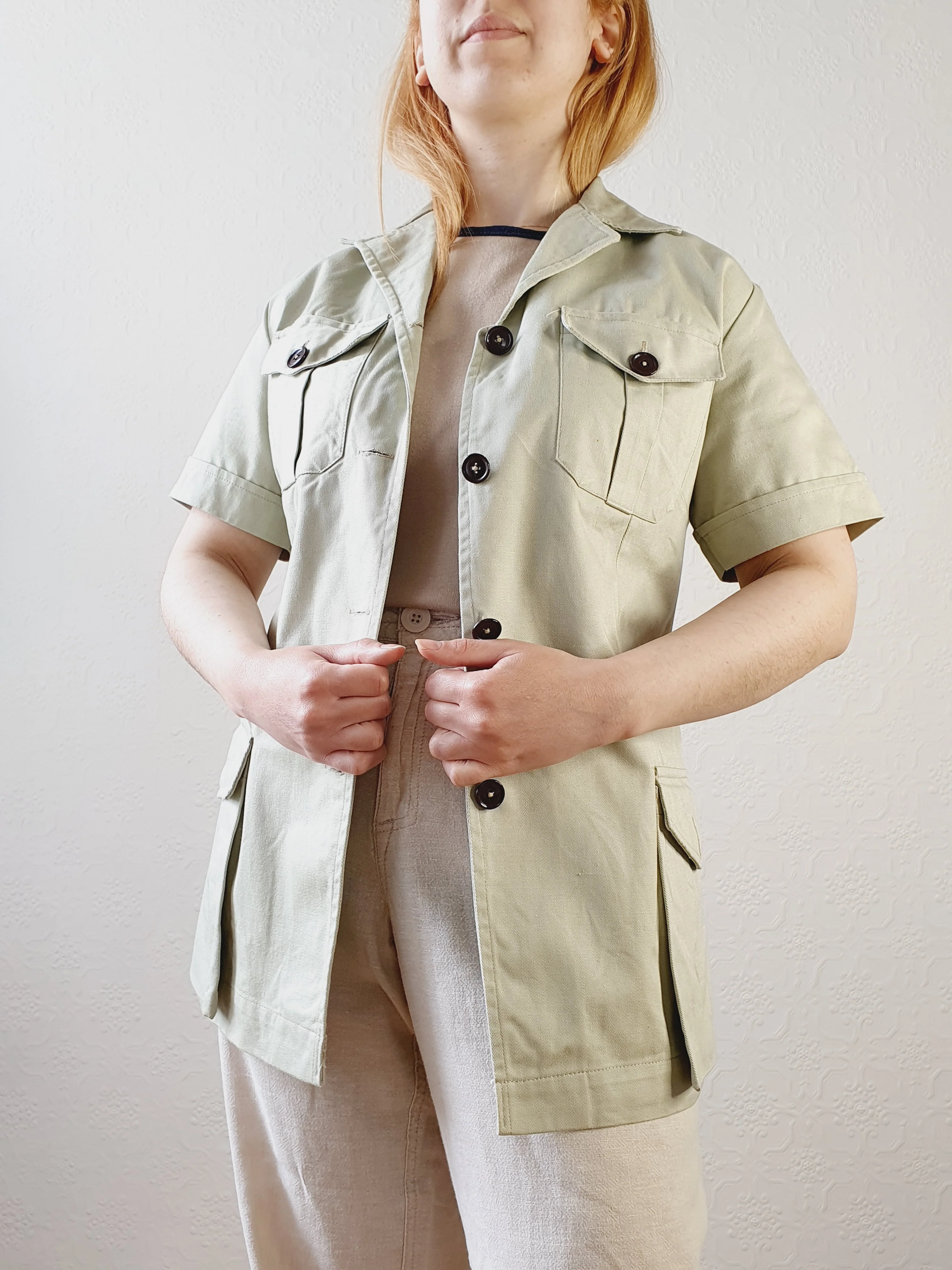 Original Vintage Sage Safari Jacket - M - Image 9