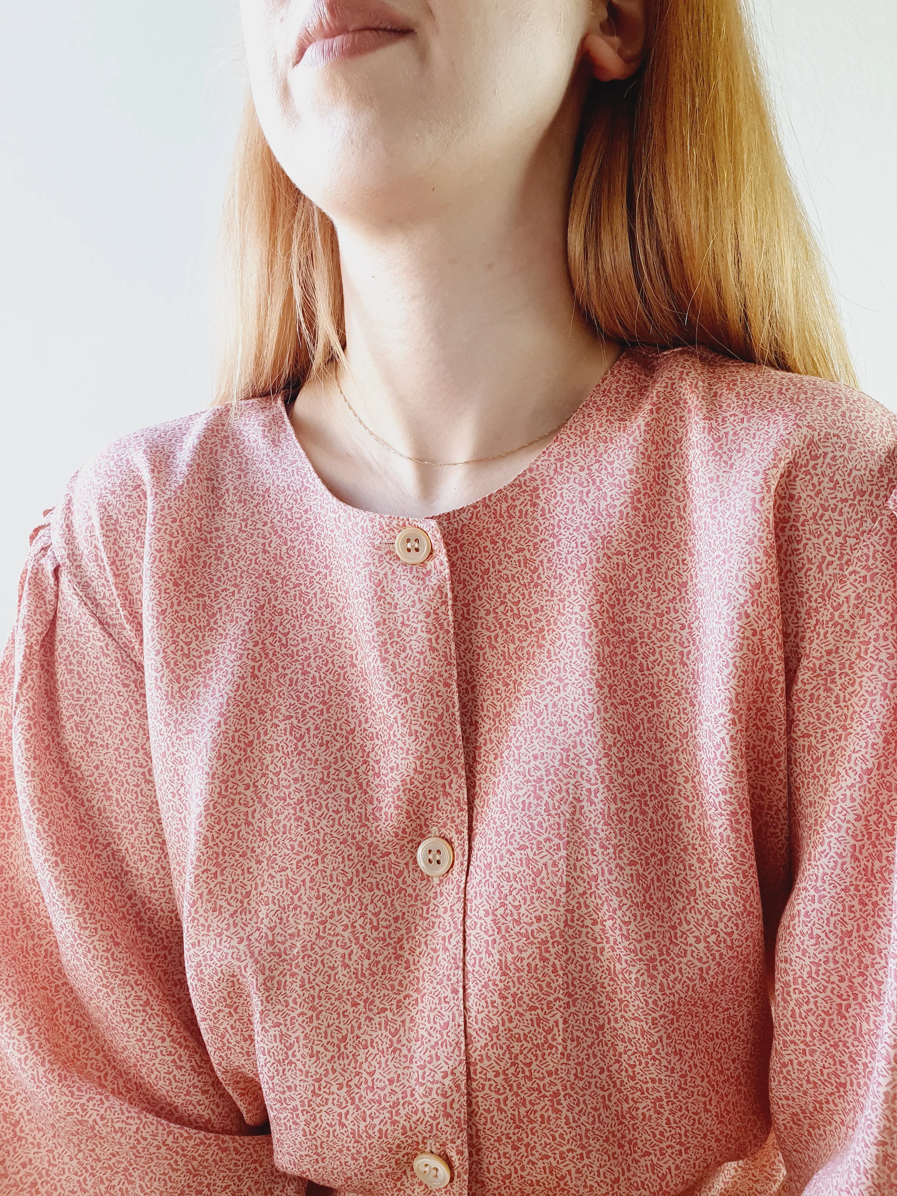 Pink 1980s Ditsy Blouse - S/M - Image 7