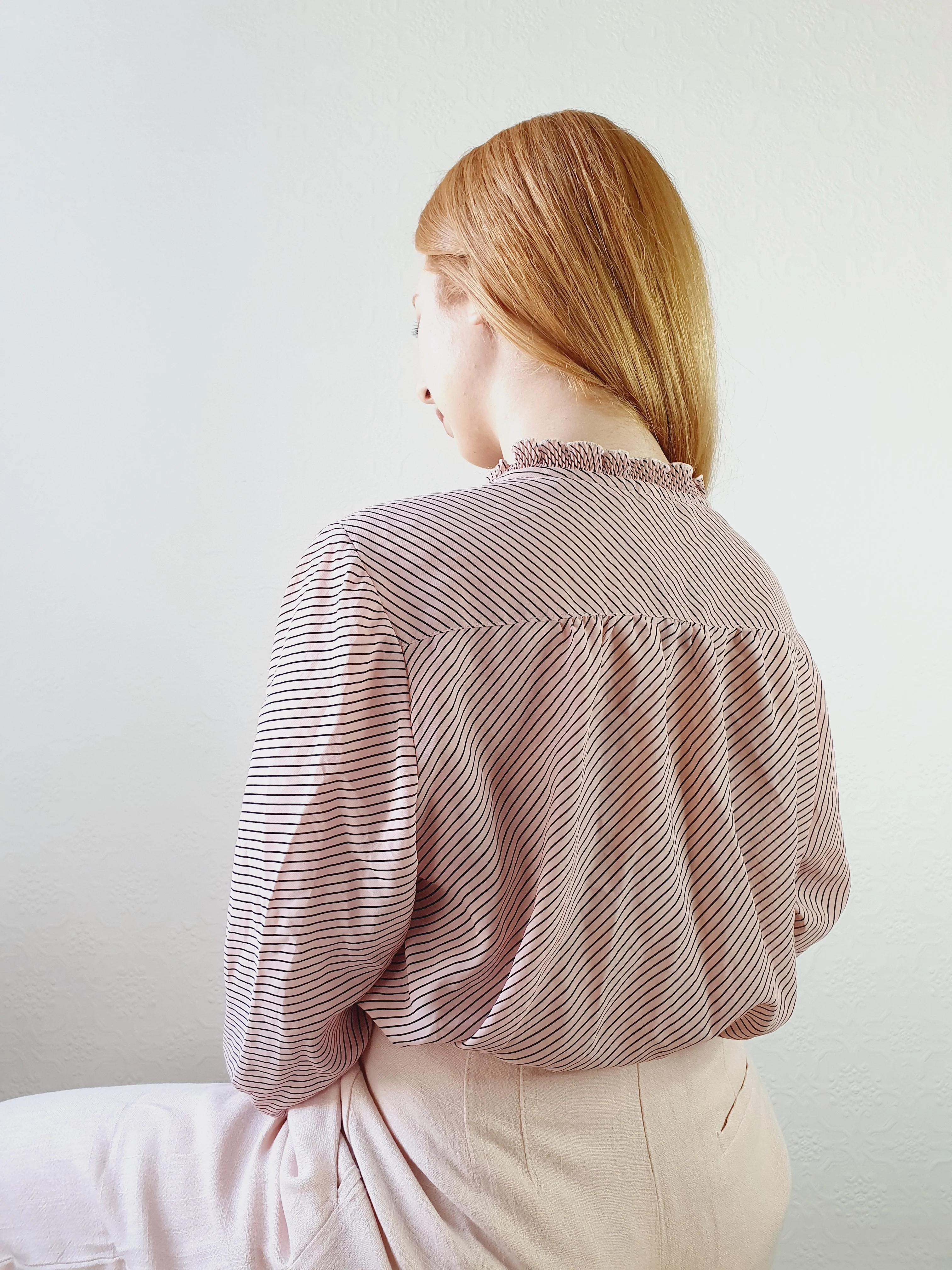 Pink & Black Striped Prairie Blouse - XL - Image 3