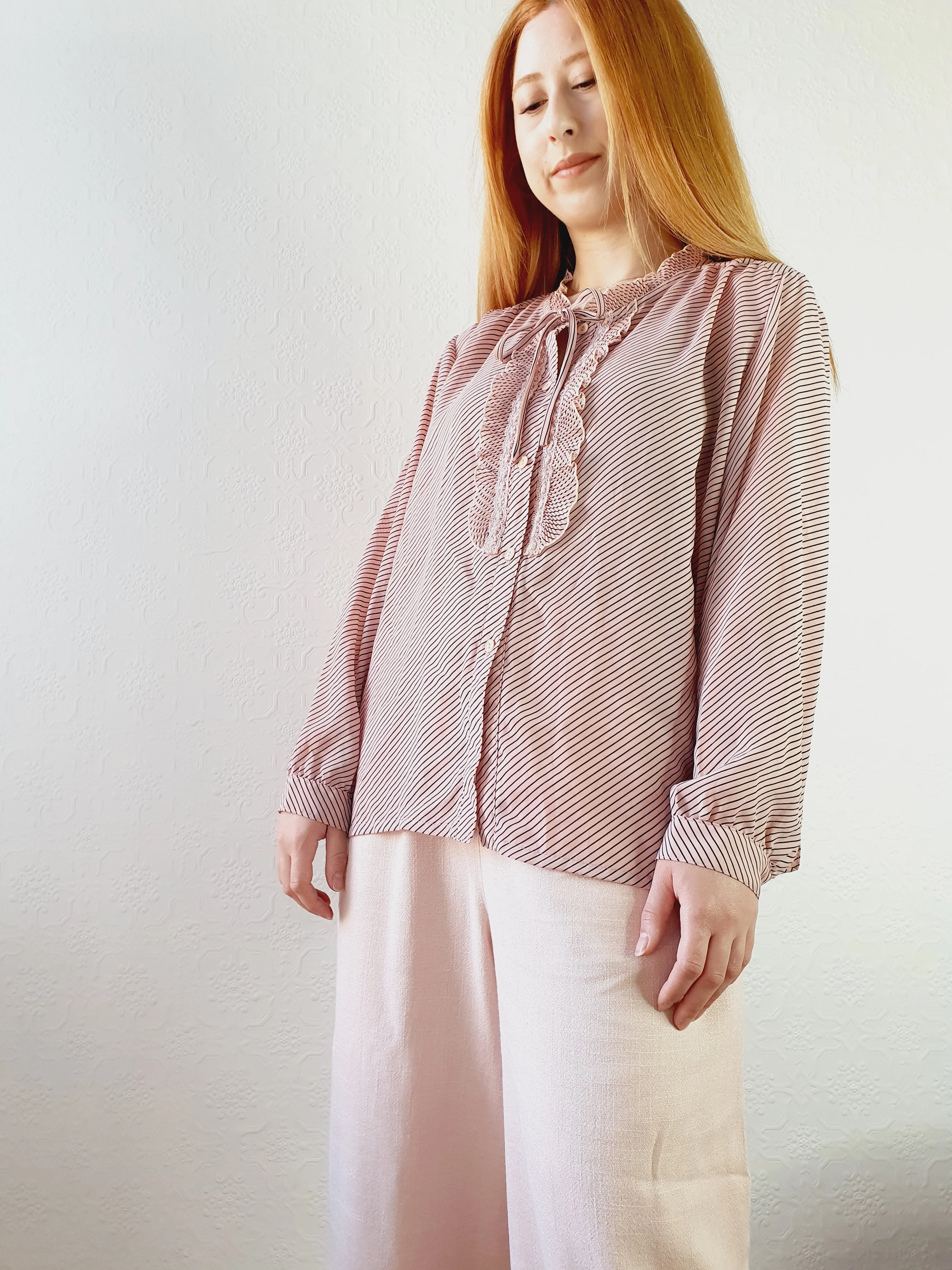 Pink & Black Striped Prairie Blouse - XL - Image 4
