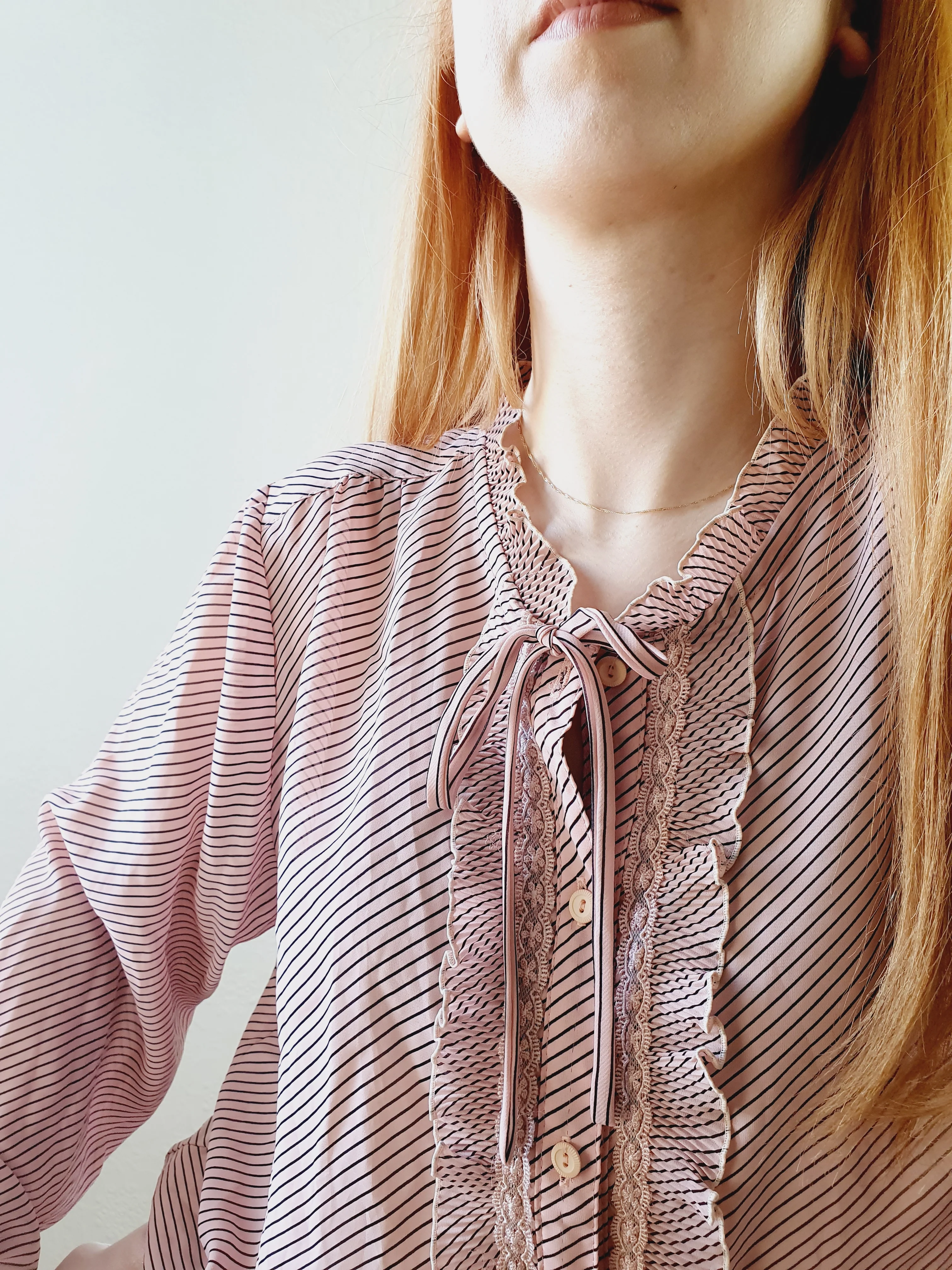 Pink & Black Striped Prairie Blouse - XL - Image 5