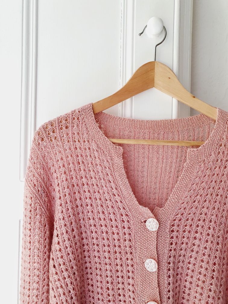 Pink Lurex Wool Cardigan - XL - Image 7