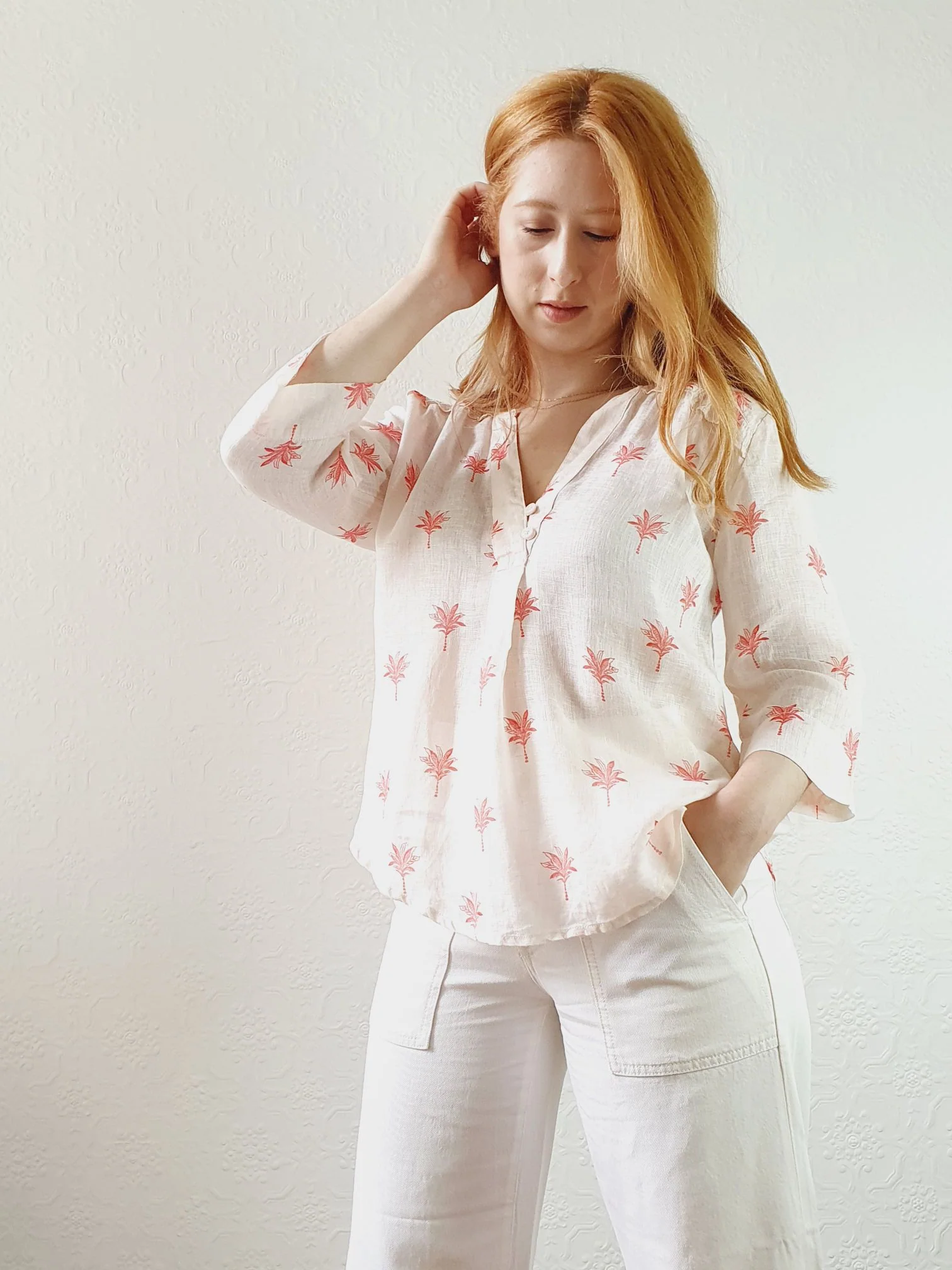 Pink Pure Linen Blouse - M/L