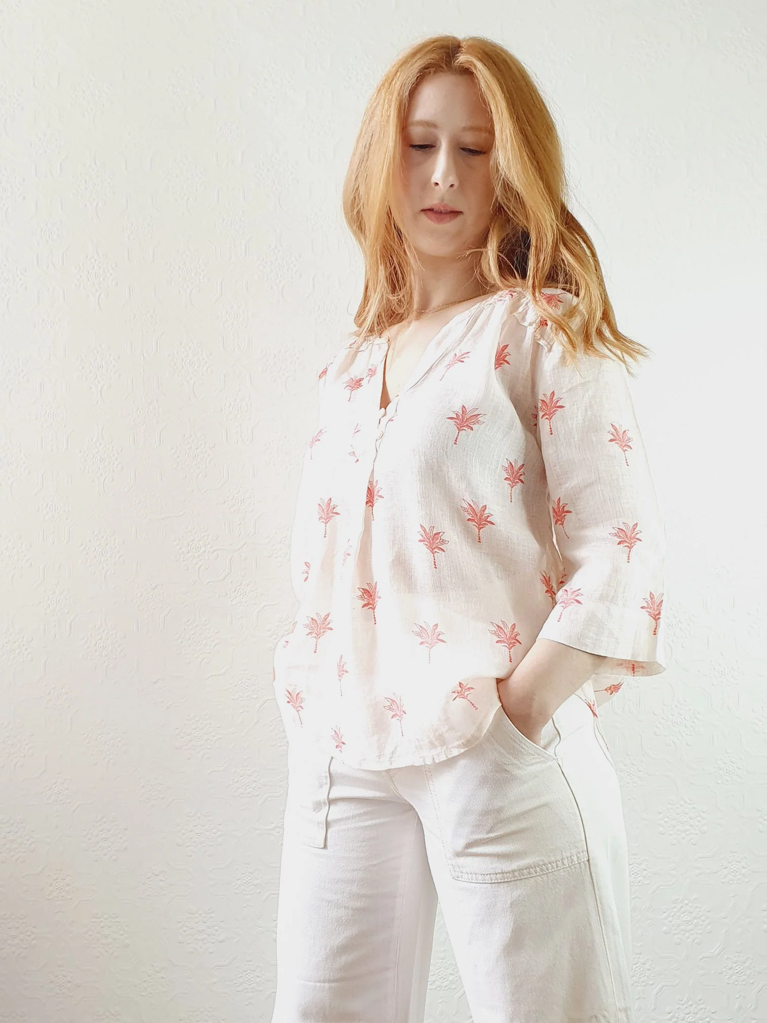 Pink Pure Linen Blouse - M/L - Image 3