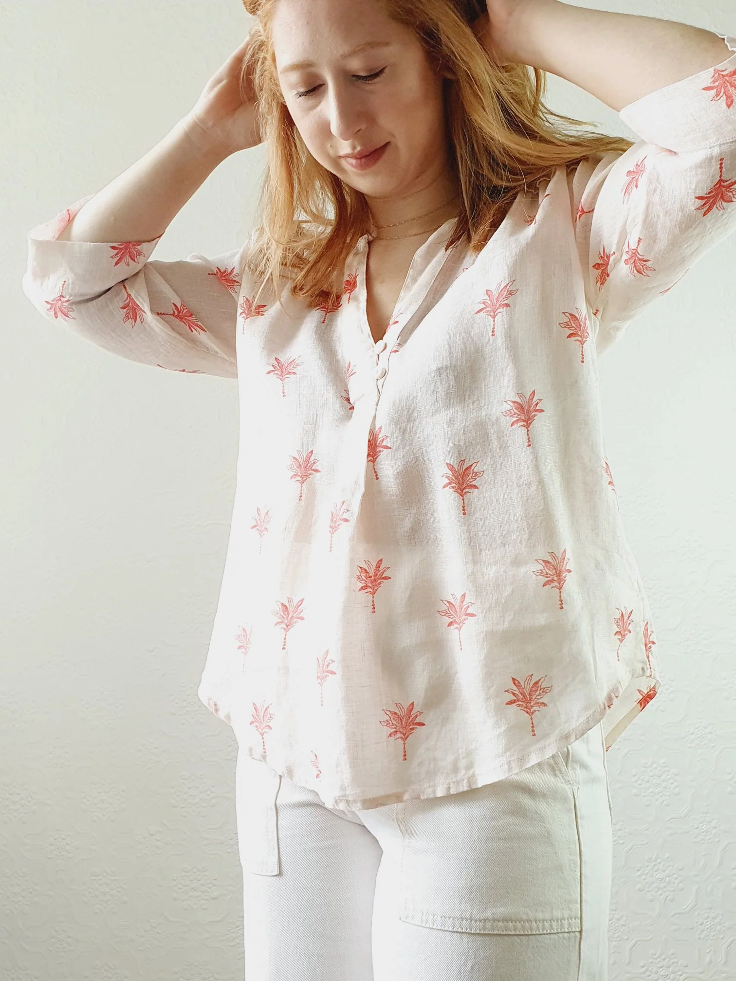 Pink Pure Linen Blouse - M/L - Image 4