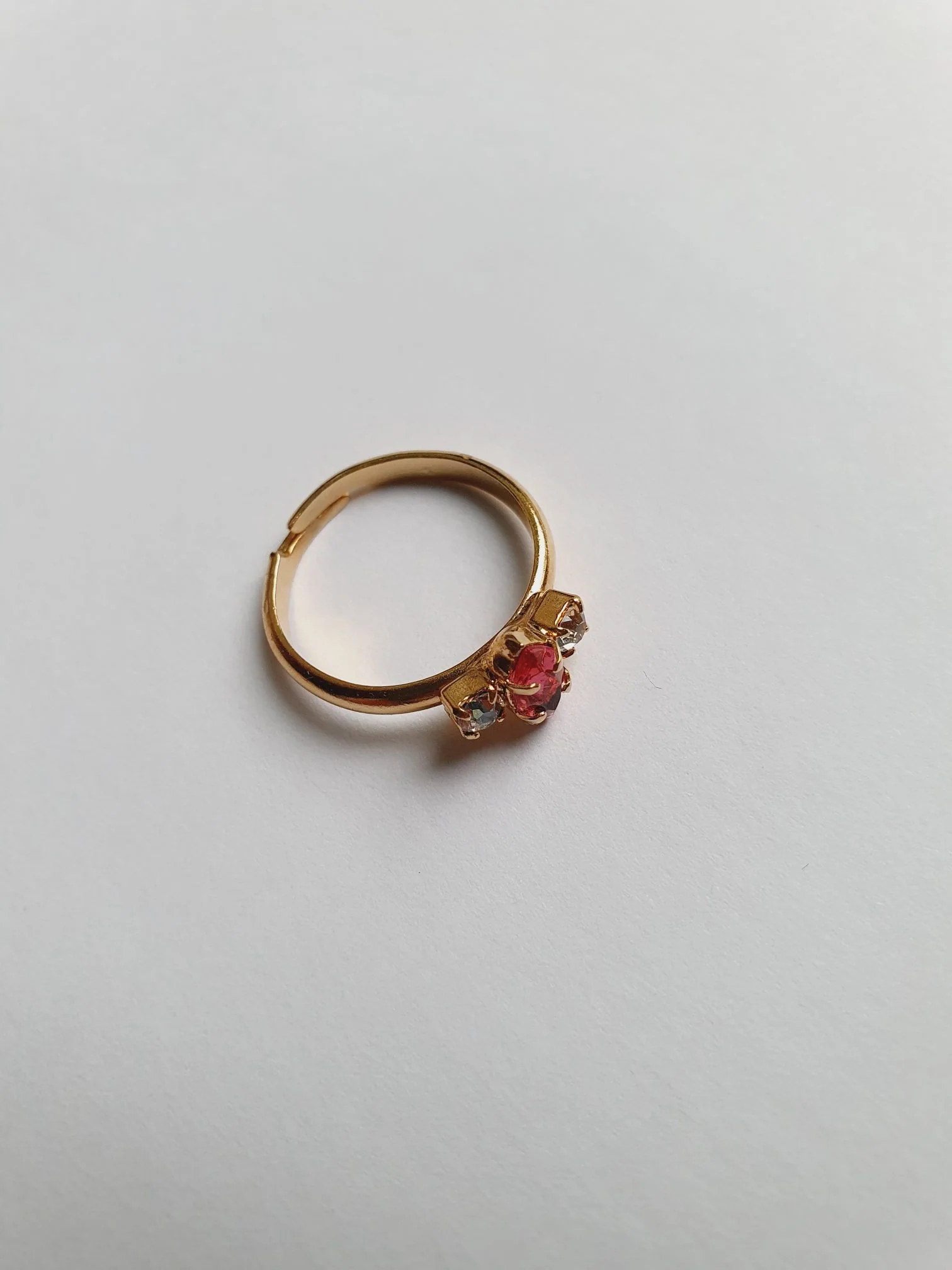Pink - Vintage Gold Plated Ring with Crystal - Image 5