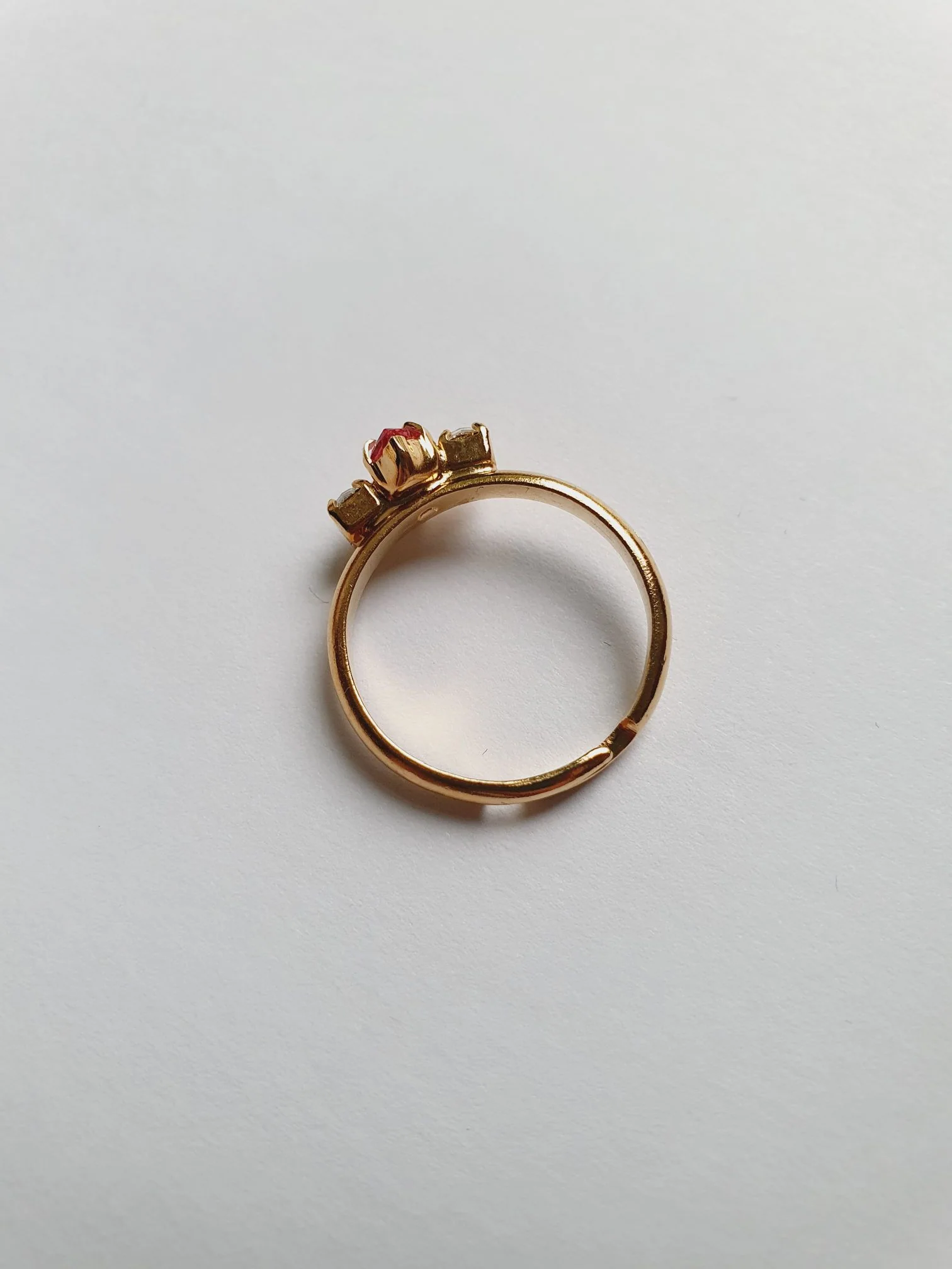 Pink - Vintage Gold Plated Ring with Crystal - Image 6