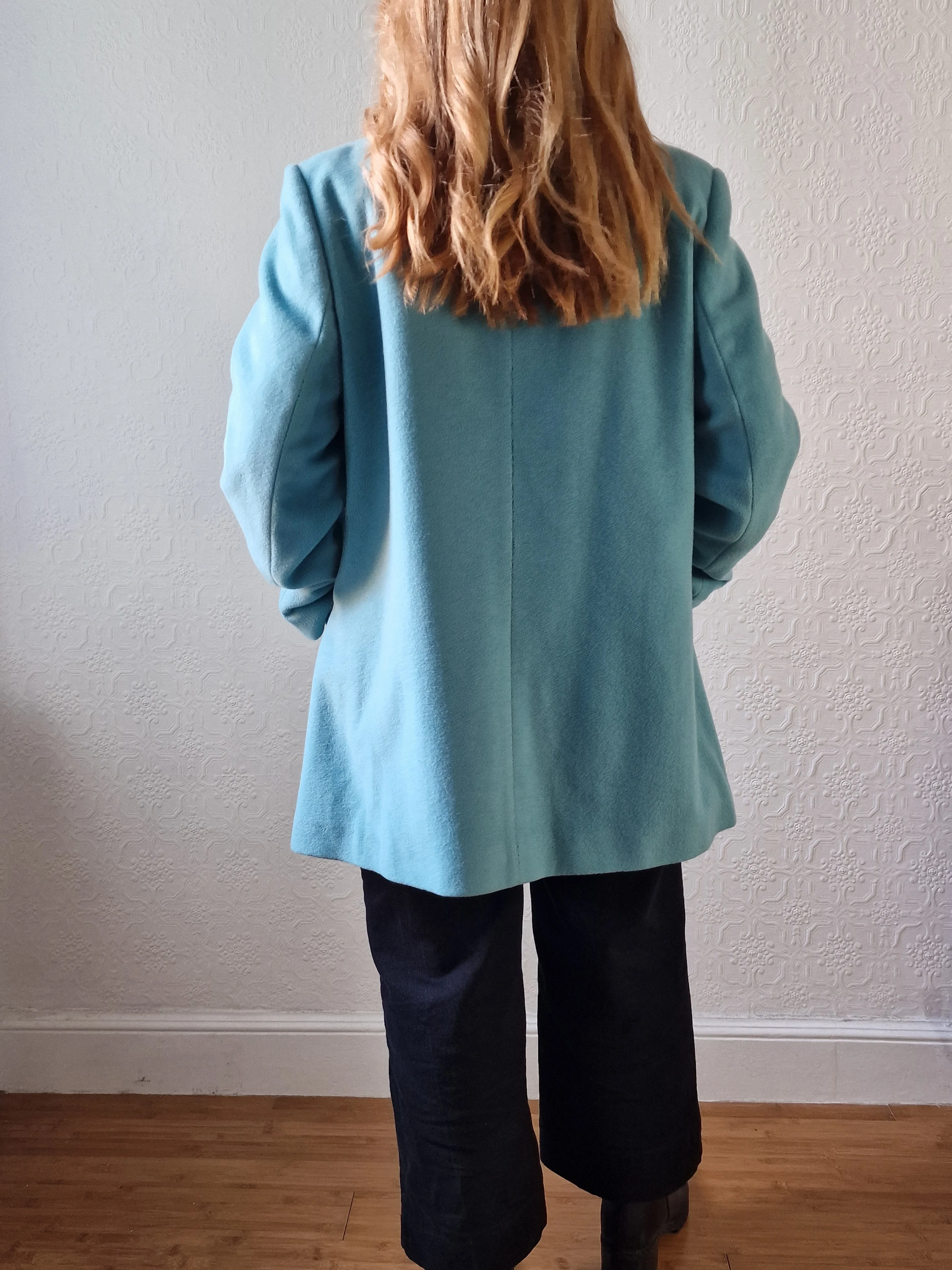 Preloved Blue Single Breasted Wool & Cashmere Coat - M/L - Image 5
