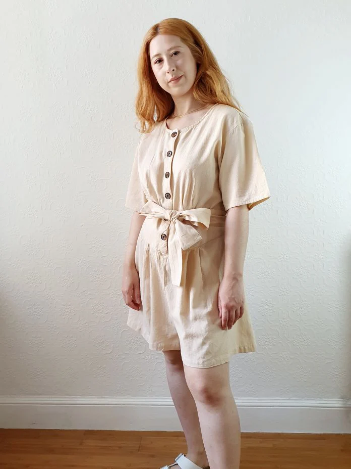 Preloved Cotton/Linen Blend Playsuit - M/L - Image 2